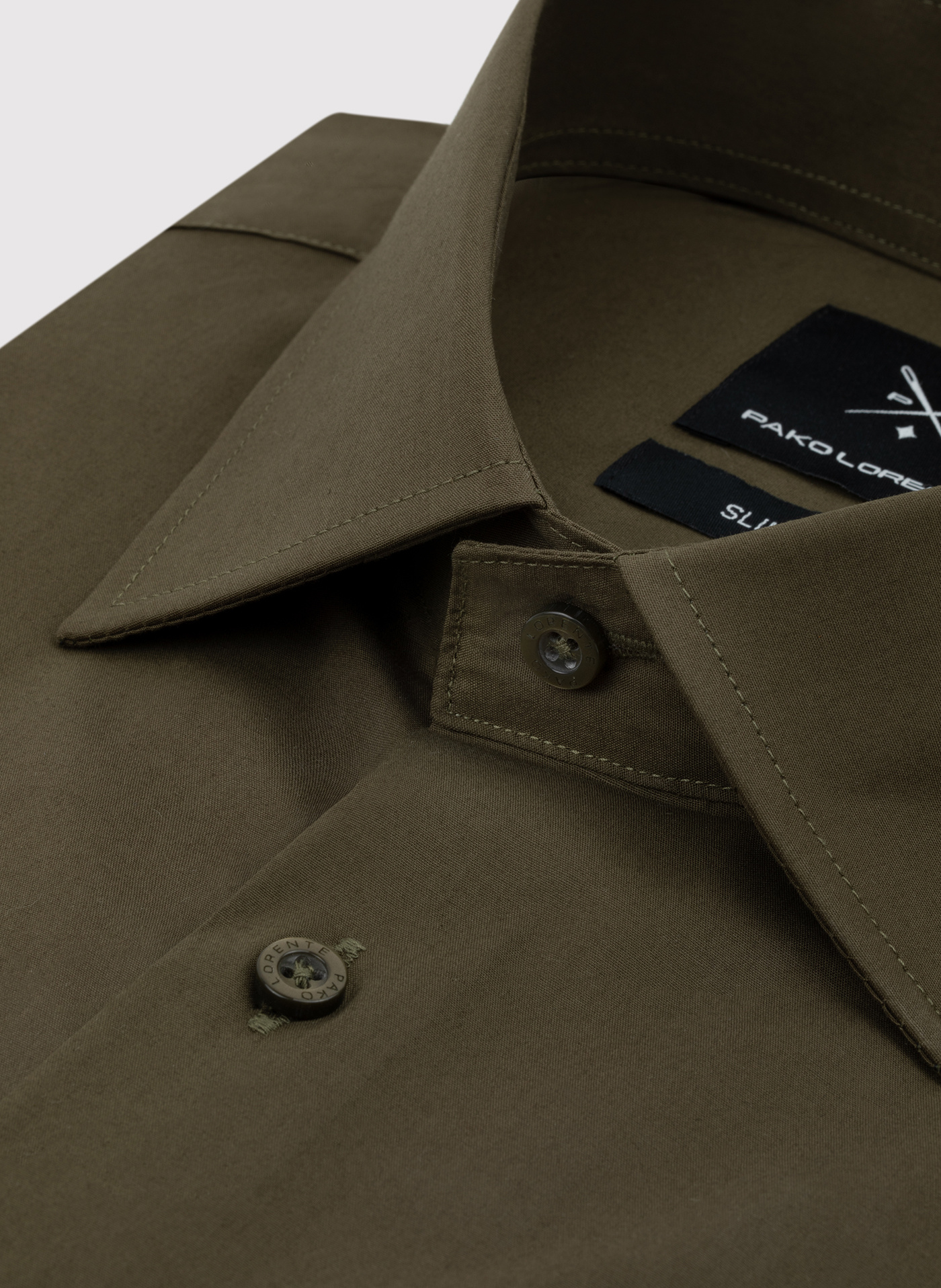 Oliwkowa koszula męska długi rękaw - Pako Lorente
