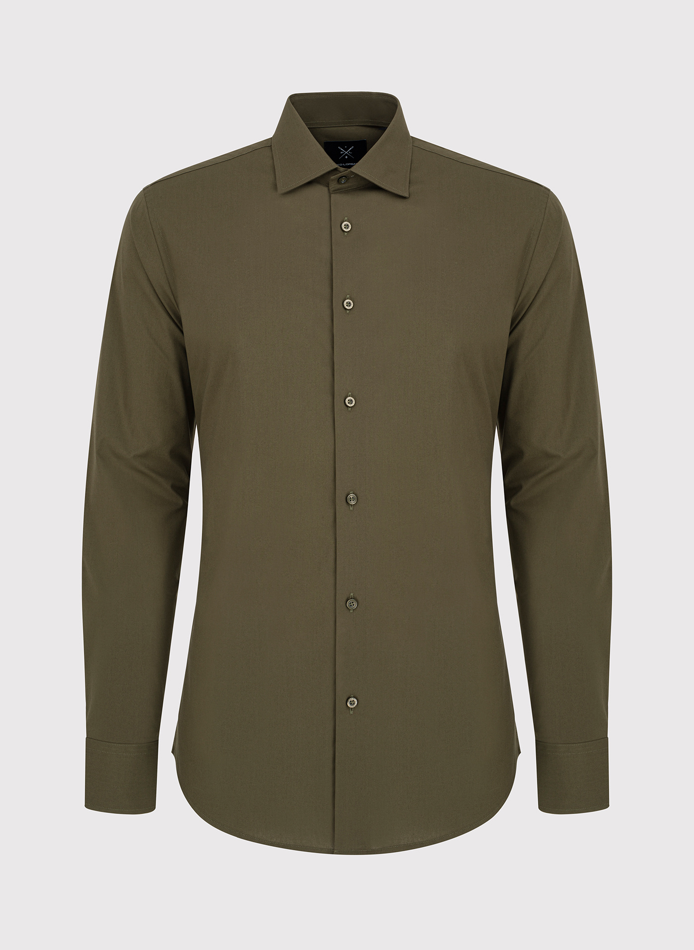 Oliwkowa koszula męska długi rękaw - Pako Lorente