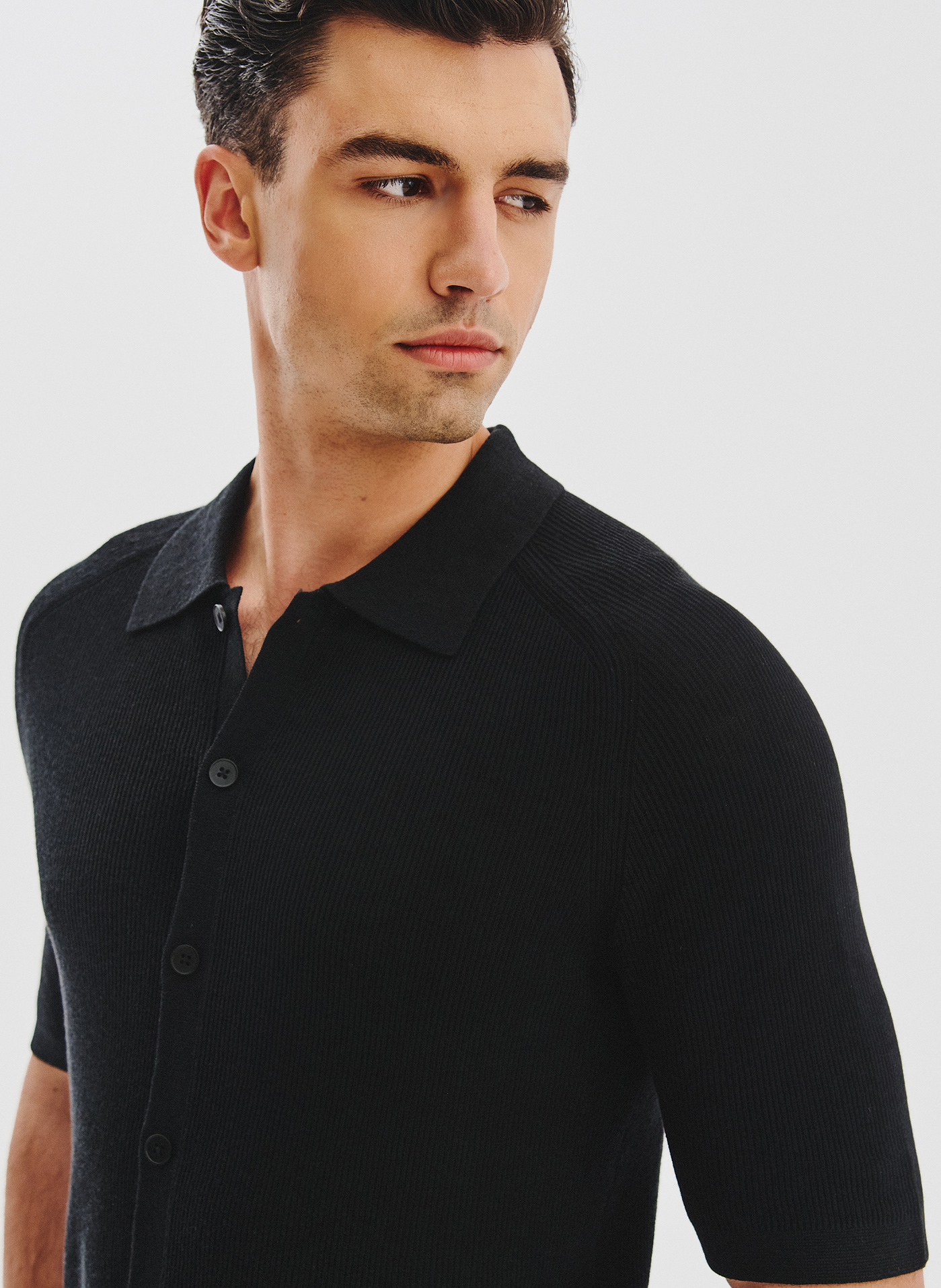 PAKO LORENTE - Czarne swetrowe polo z lnem - Pako Lorente