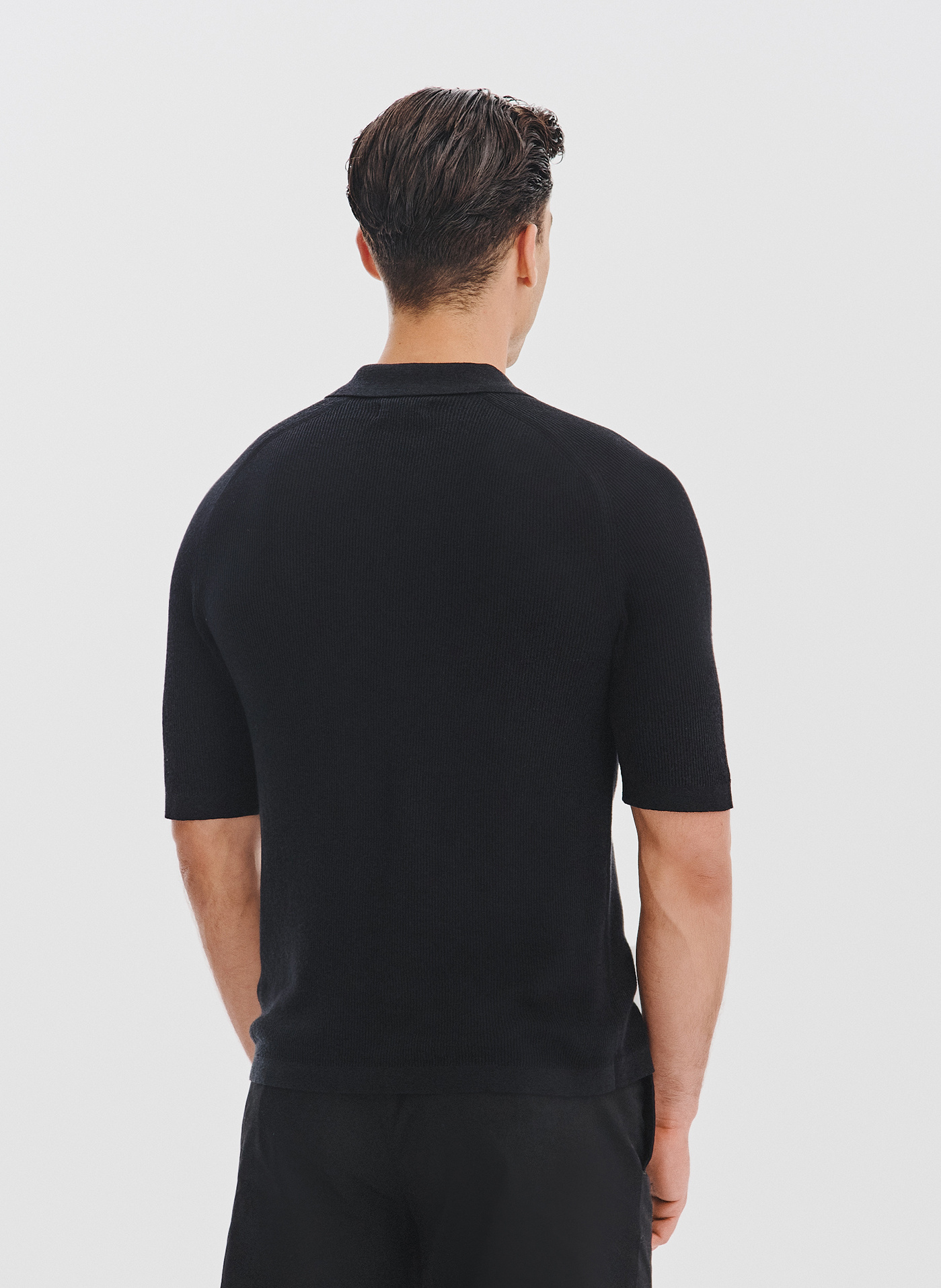 PAKO LORENTE - Czarne swetrowe polo z lnem - Pako Lorente