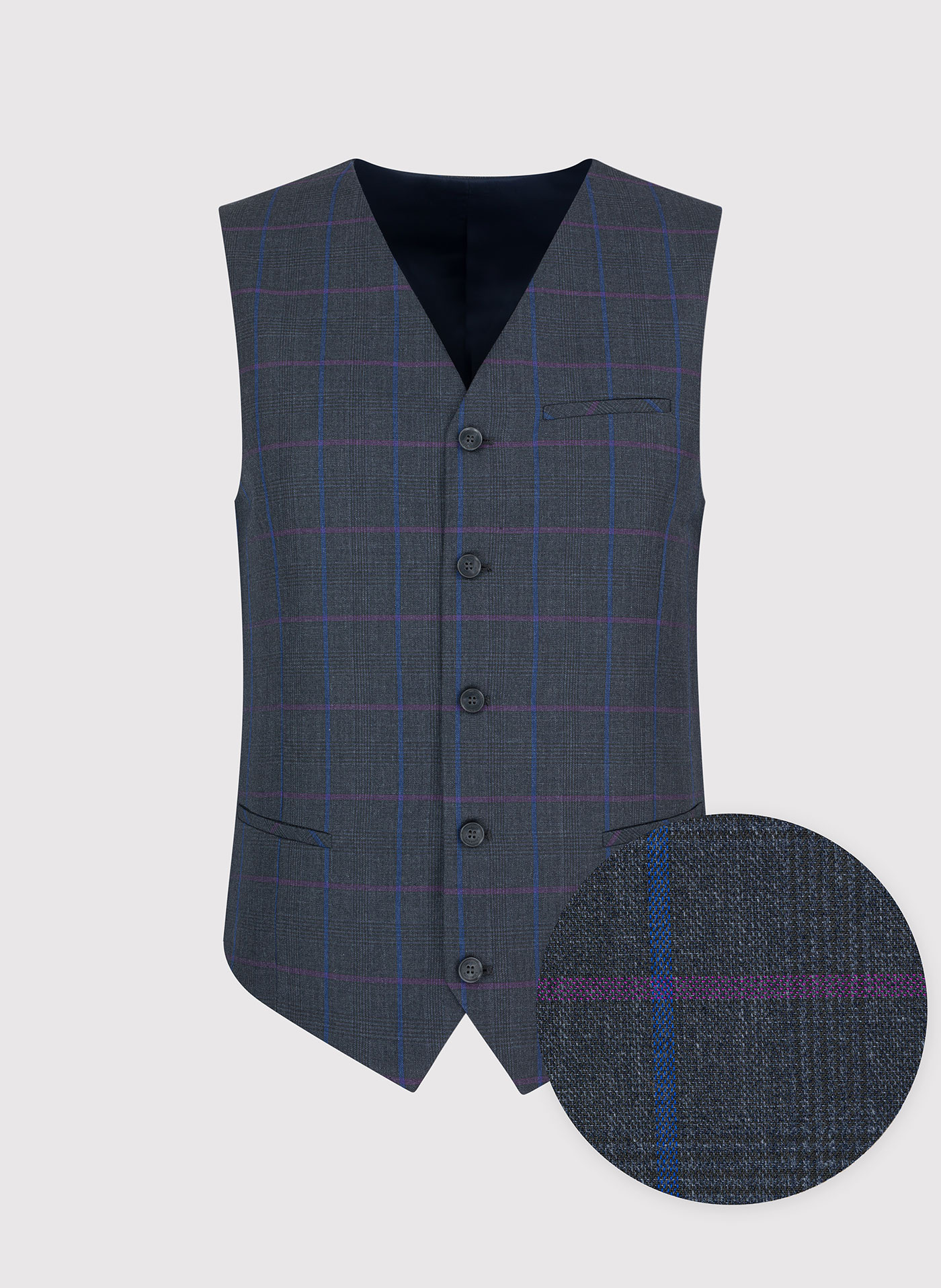 Ciemnoszara kamizelka męska w kratę - Pako Lorente