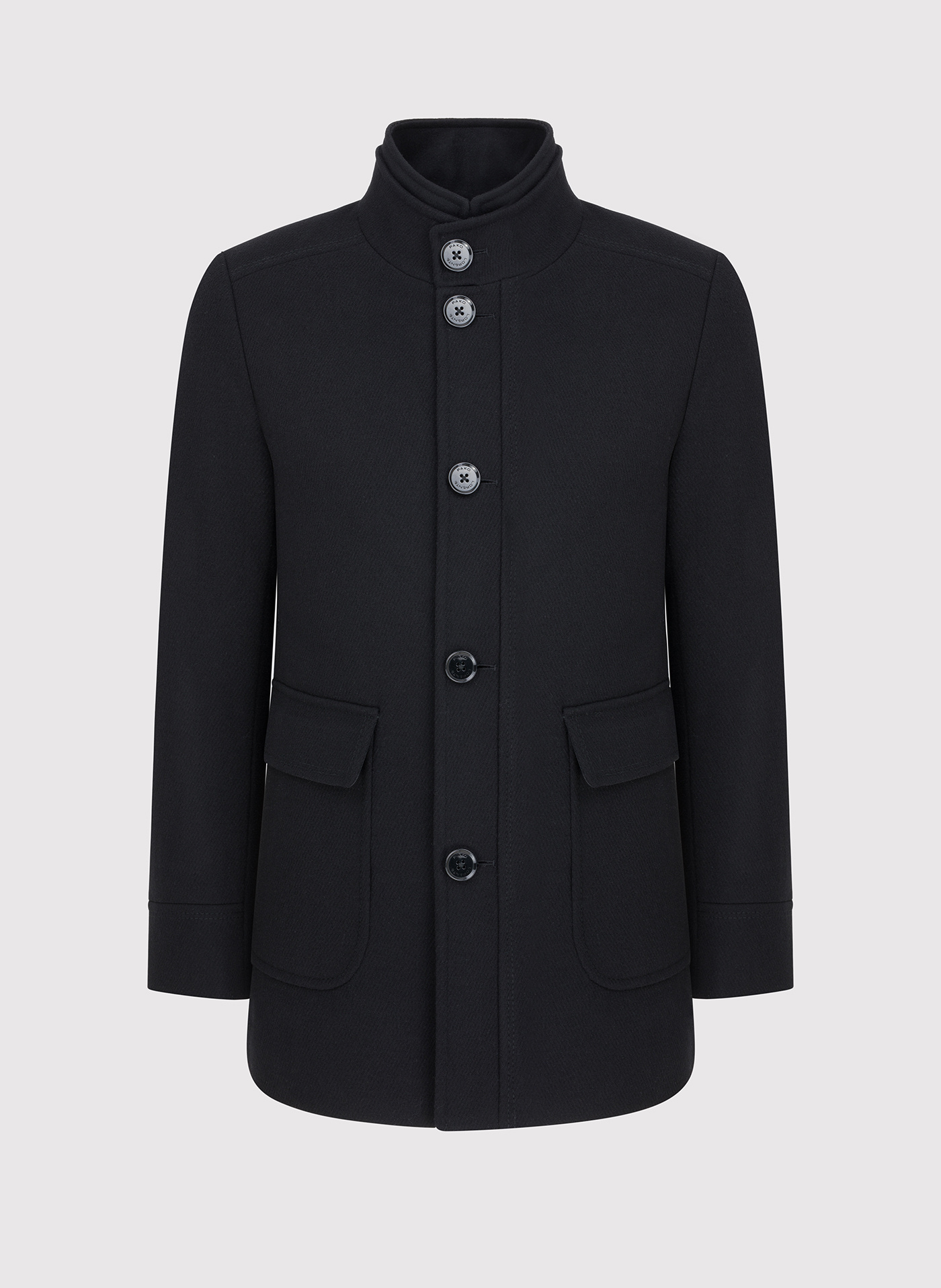 Czarny płaszcz męski zapinany na guziki - Pako Lorente