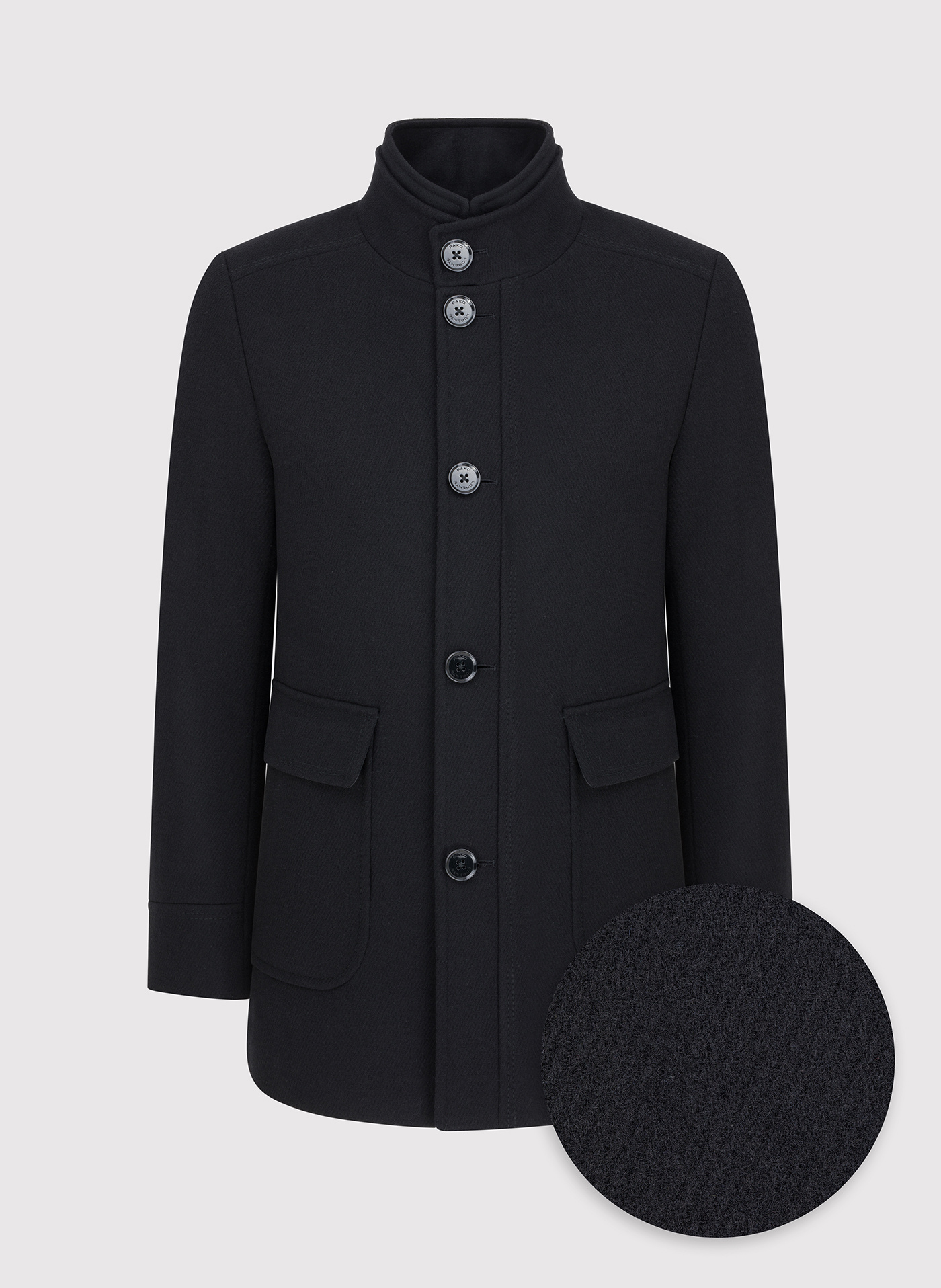 Czarny płaszcz męski zapinany na guziki - Pako Lorente