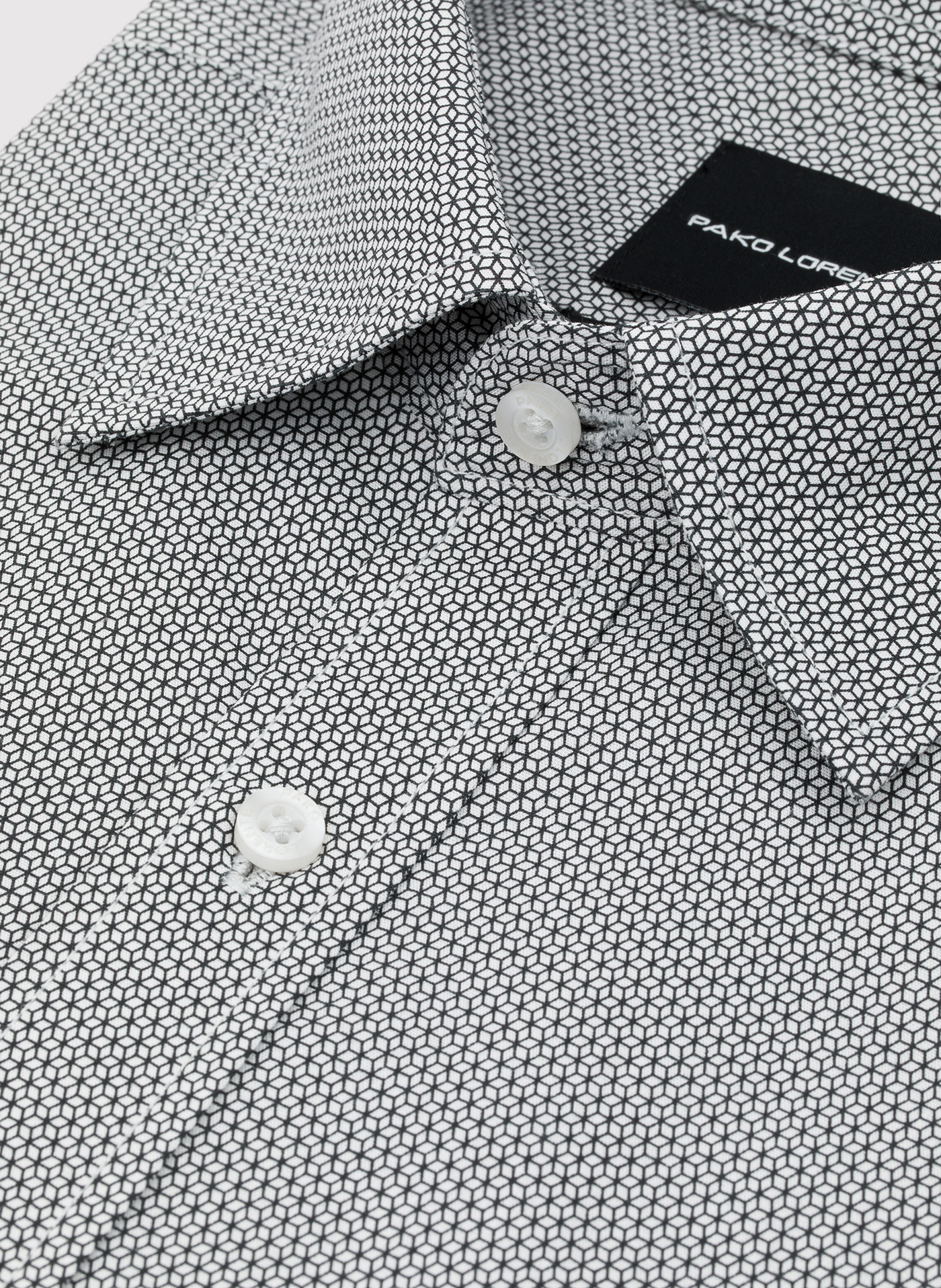 PAKO LORENTE - Biała koszula męska mikrowzór - Pako Lorente