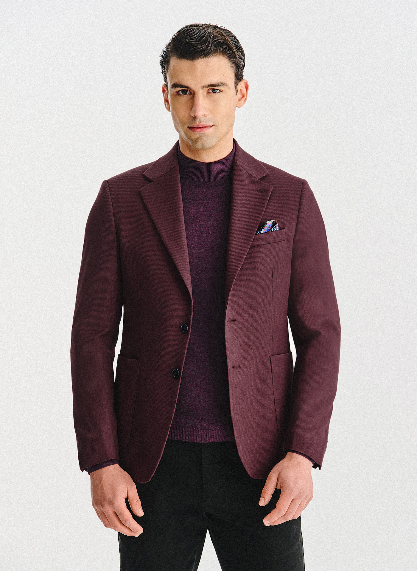 Bordowa marynarka z wełną i jedwabiem - Pako Lorente