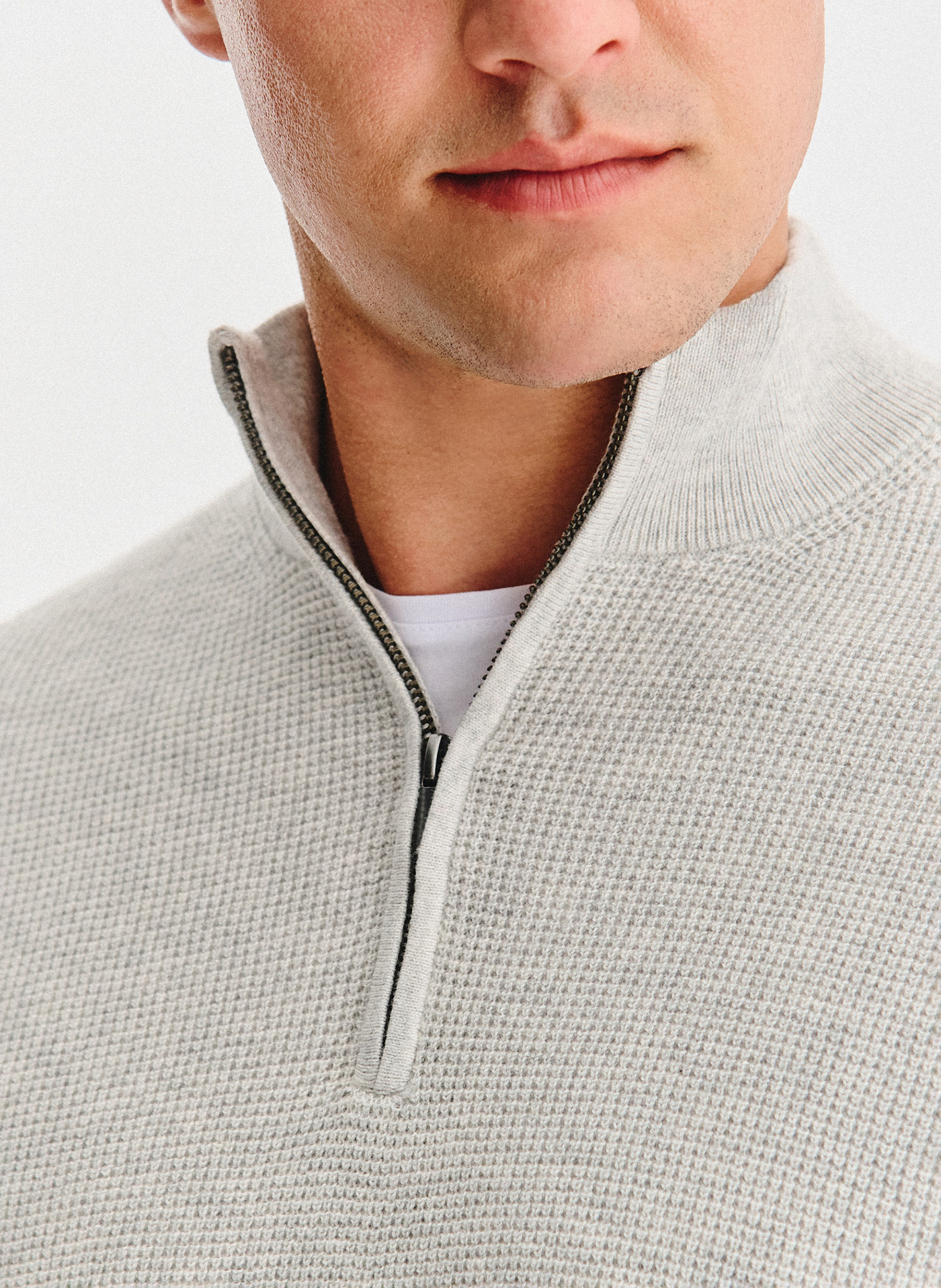 PAKO LORENTE- Szary sweter z rozpinaną stójką - Pako Lorente