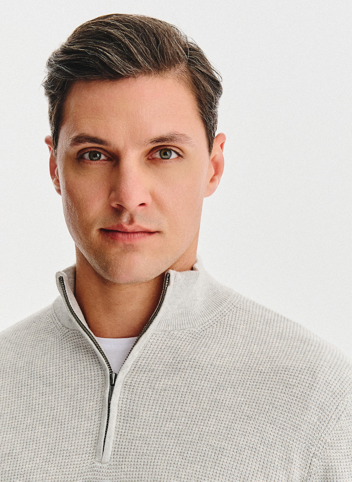 PAKO LORENTE- Szary sweter z rozpinaną stójką - Pako Lorente