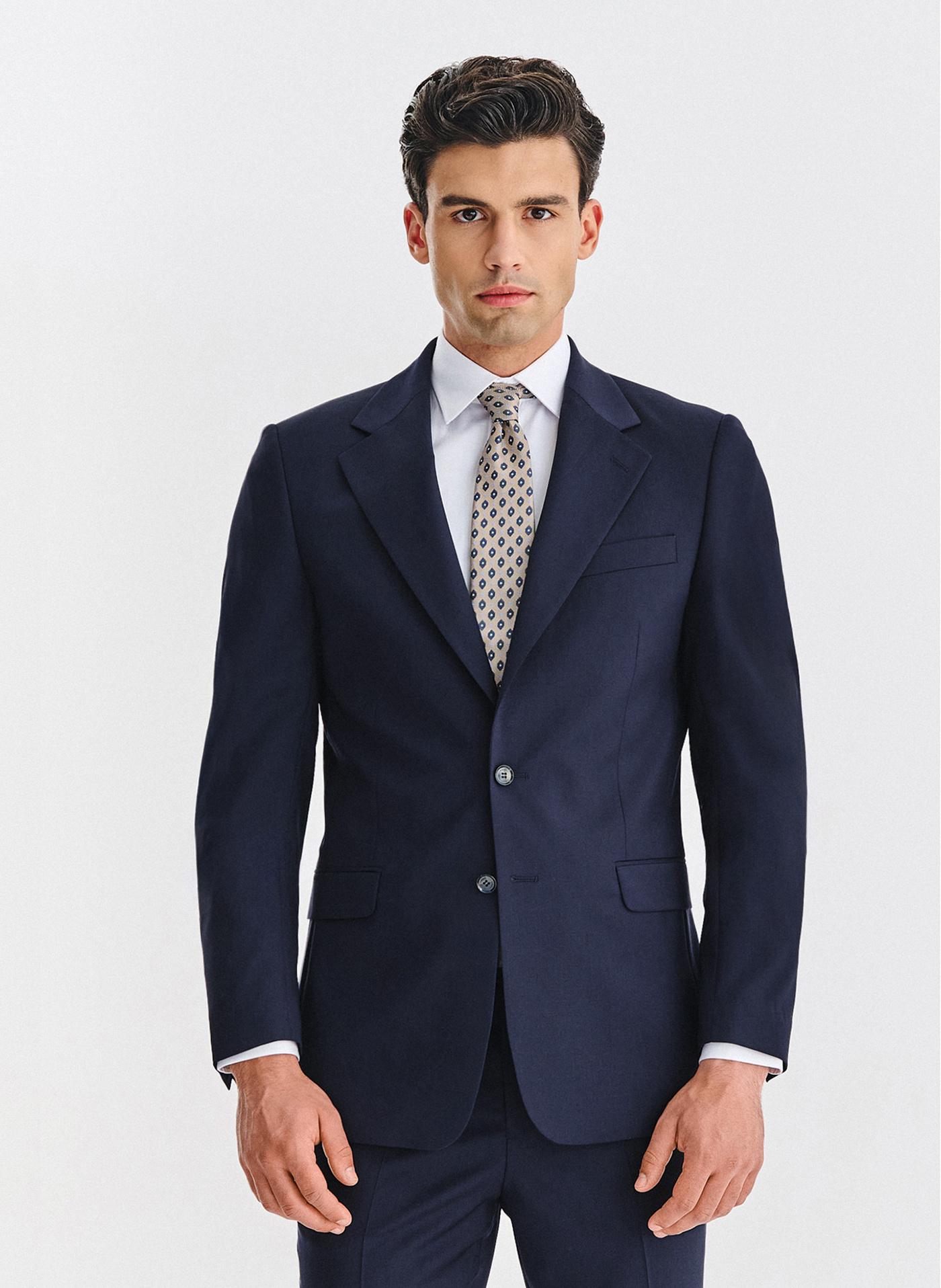 PAKO LORENTE - Wełniany granatowy garnitur męski - Pako Lorente