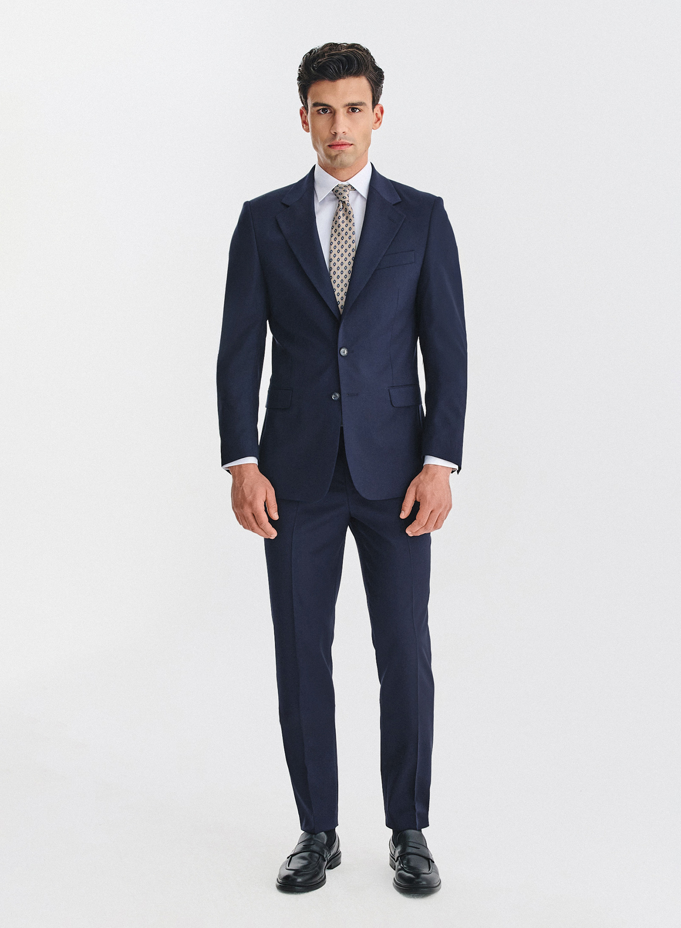 PAKO LORENTE - Wełniany granatowy garnitur męski - Pako Lorente