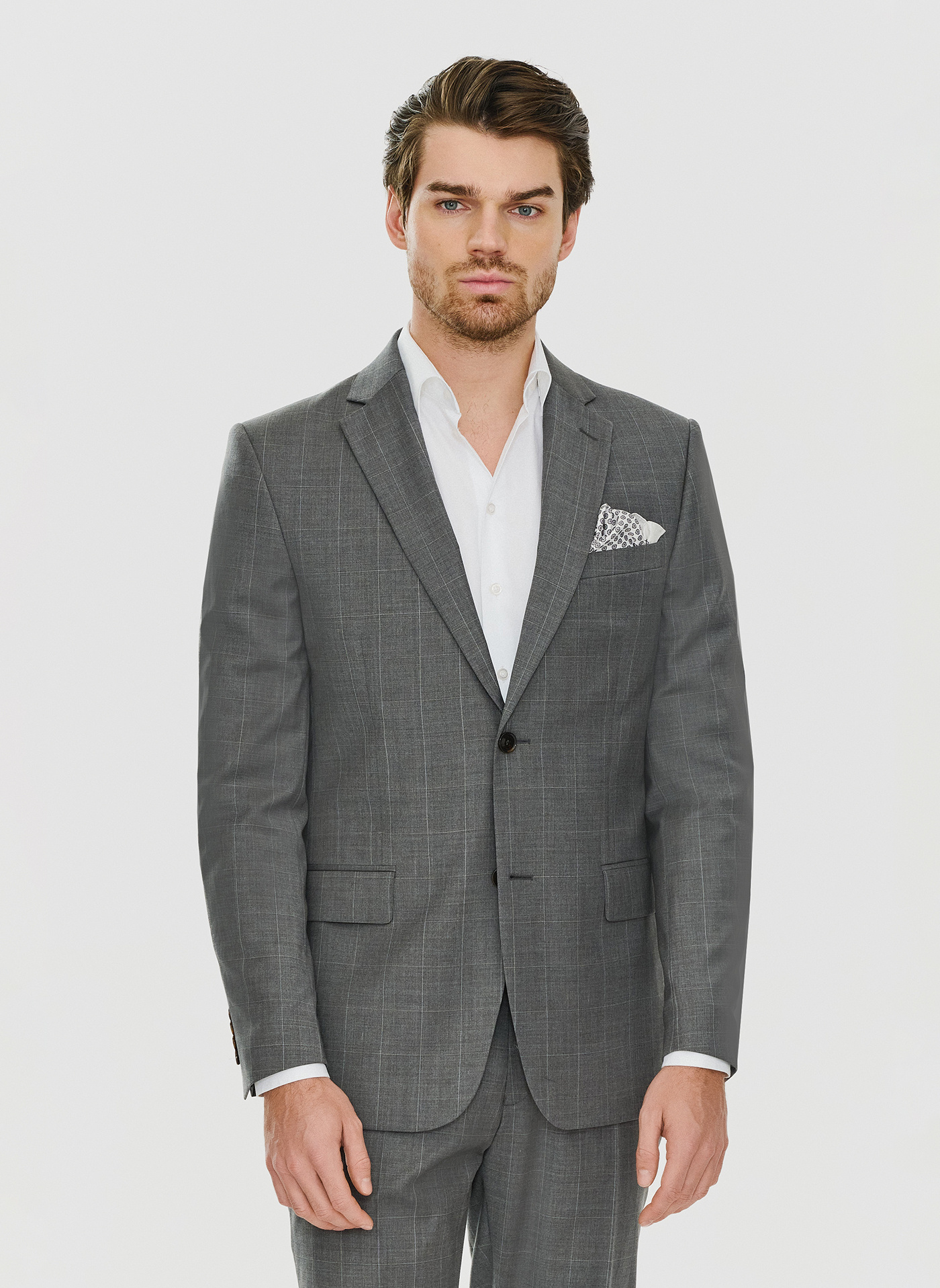 Ciemnoszara marynarka garniturowa w delikatną kratę - Pako Lorente