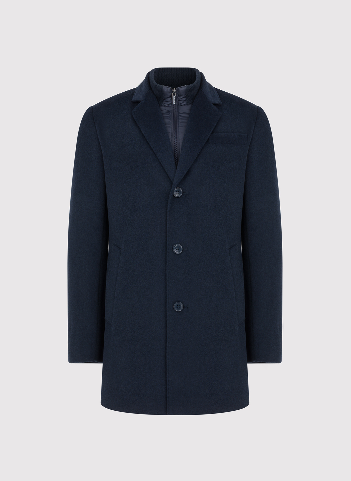 Granatowy płaszcz męski z wełną - Pako Lorente