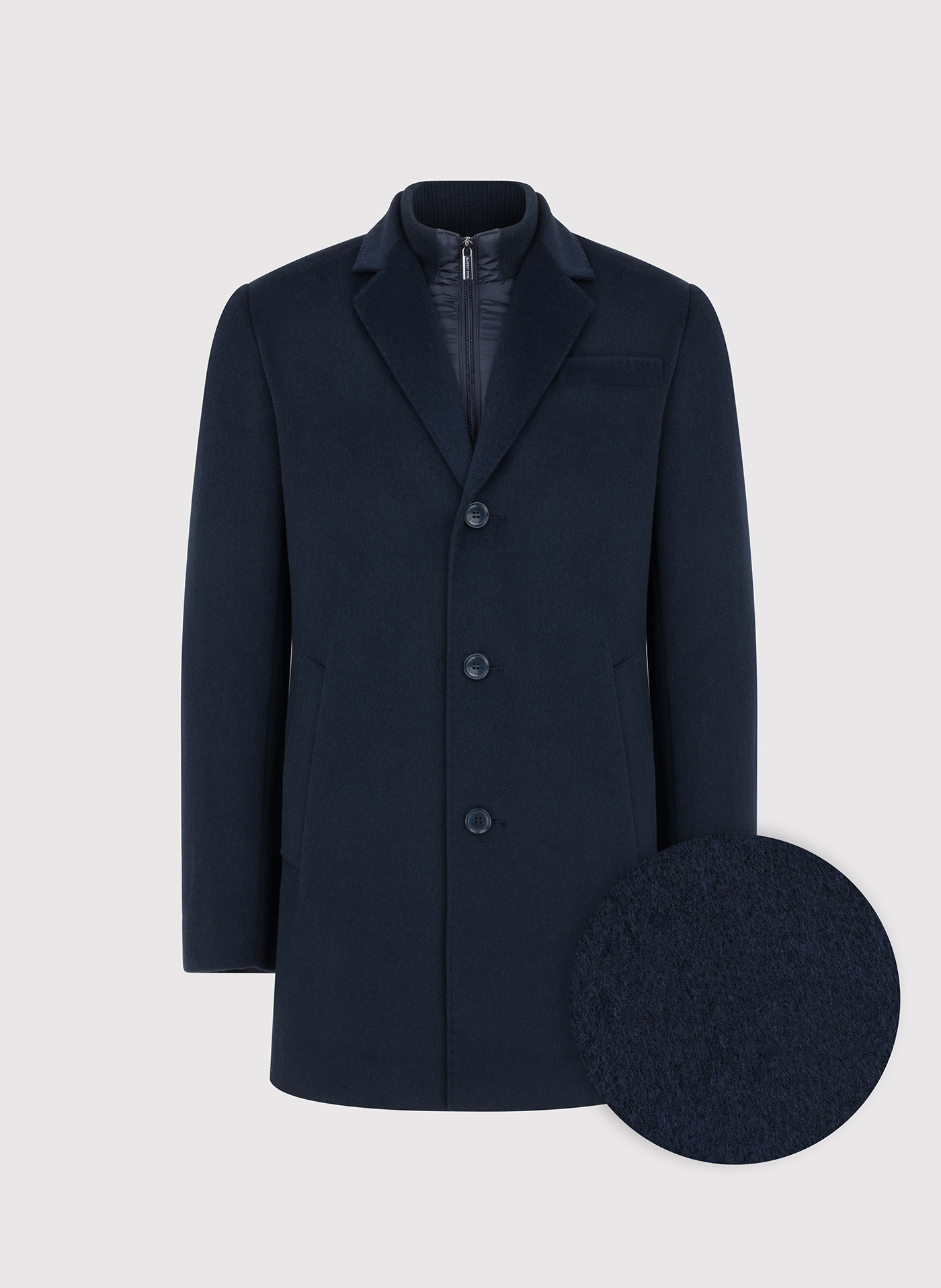 Granatowy płaszcz męski z wełną - Pako Lorente