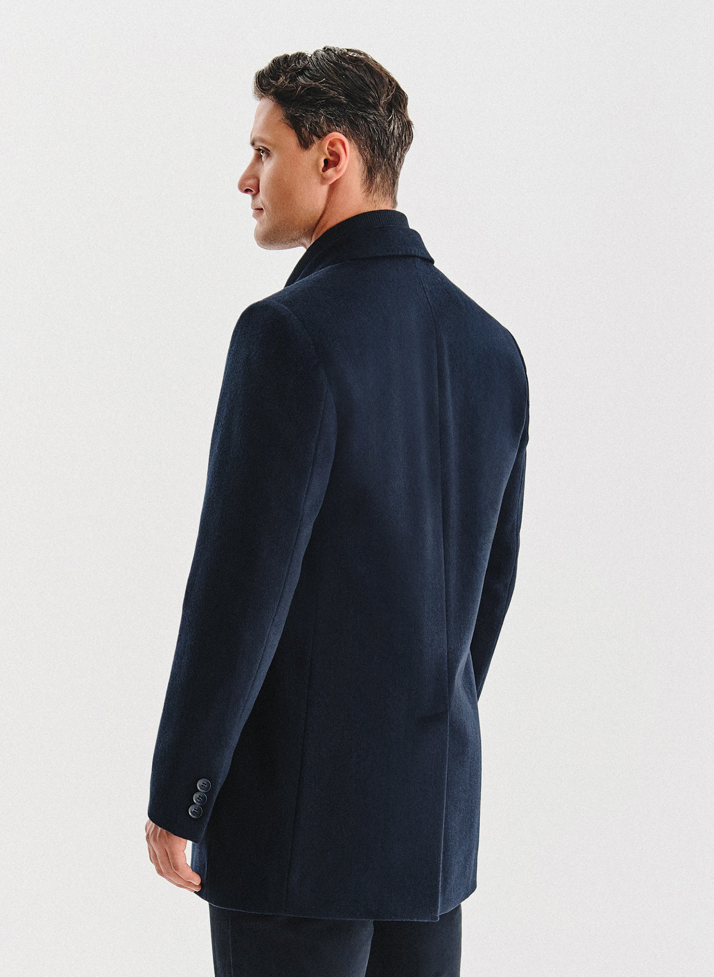 Granatowy płaszcz męski z wełną - Pako Lorente