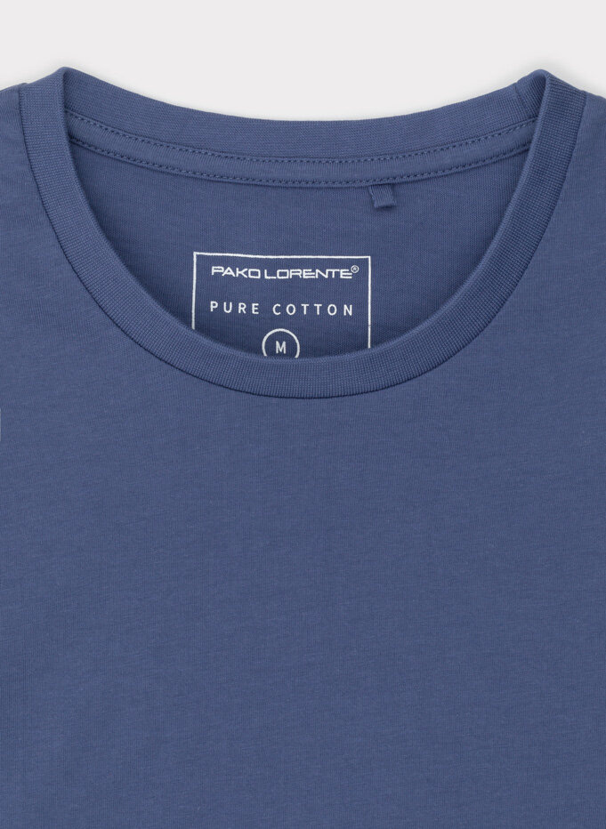 Bawełniany granatowy t-shirt z okrągłym dekoltem - Pako Lorente