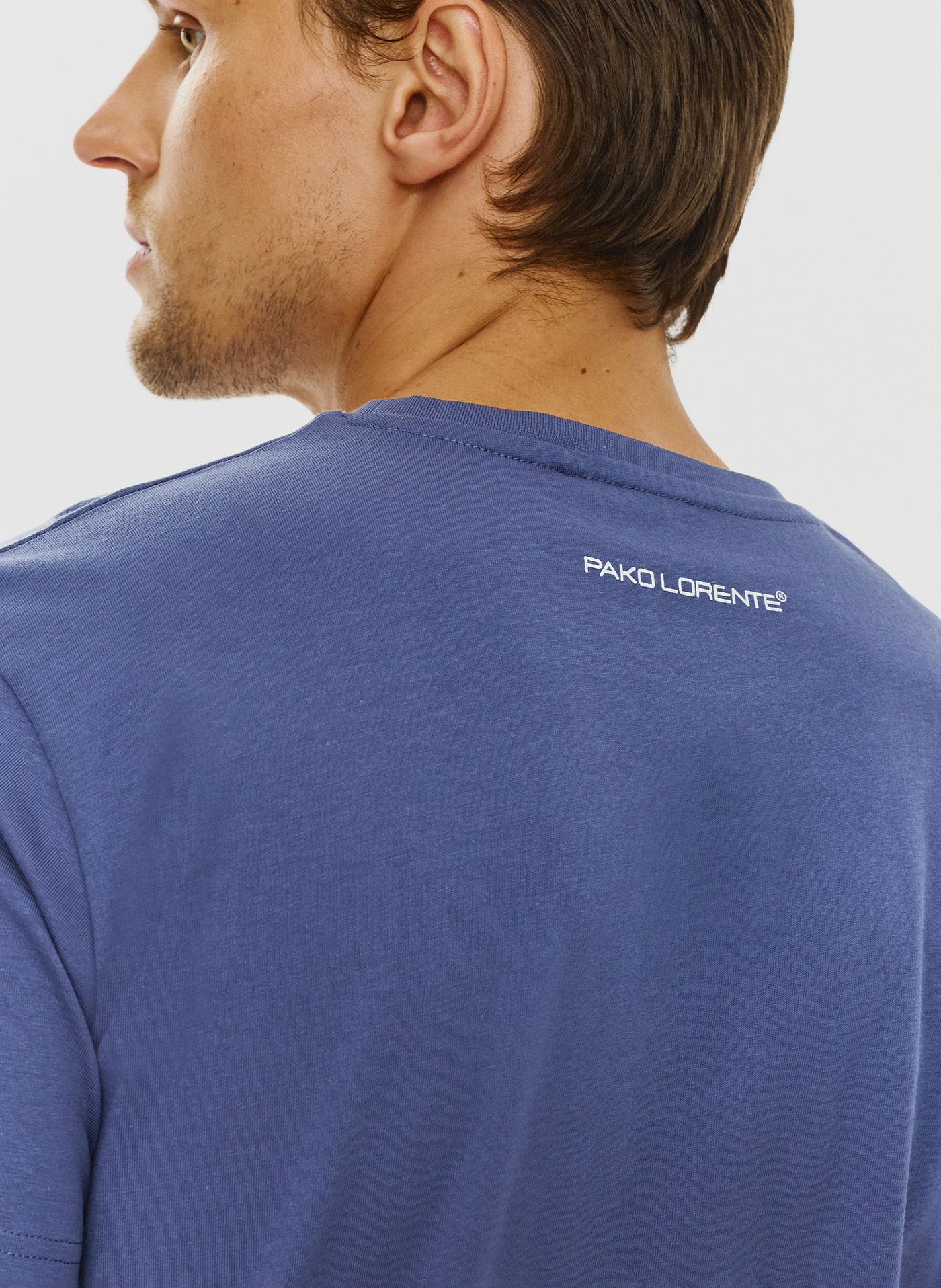 Bawełniany granatowy t-shirt z okrągłym dekoltem - Pako Lorente