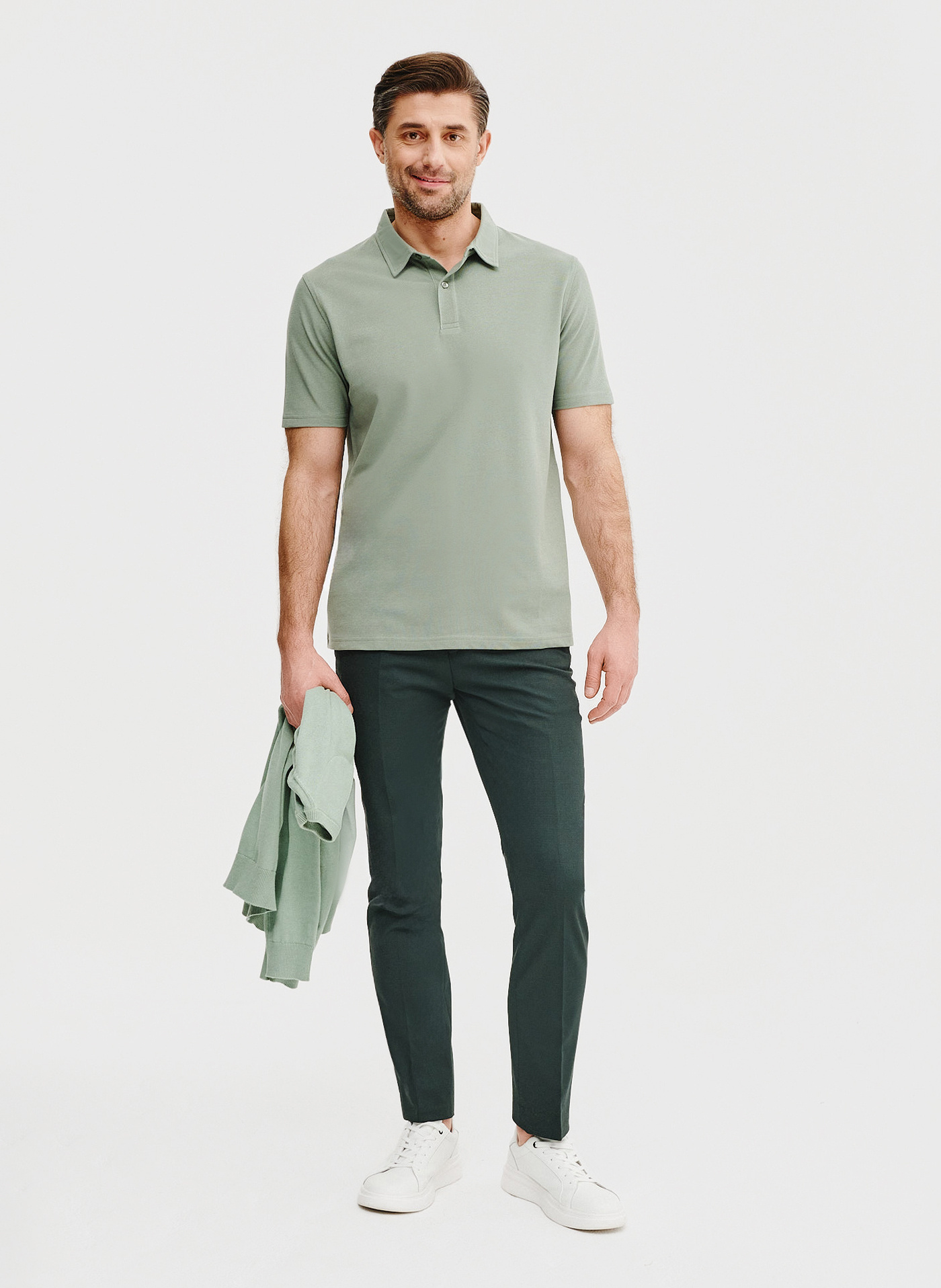 Męski t-shirt polo w kolorze zielonym - Pako Lorente