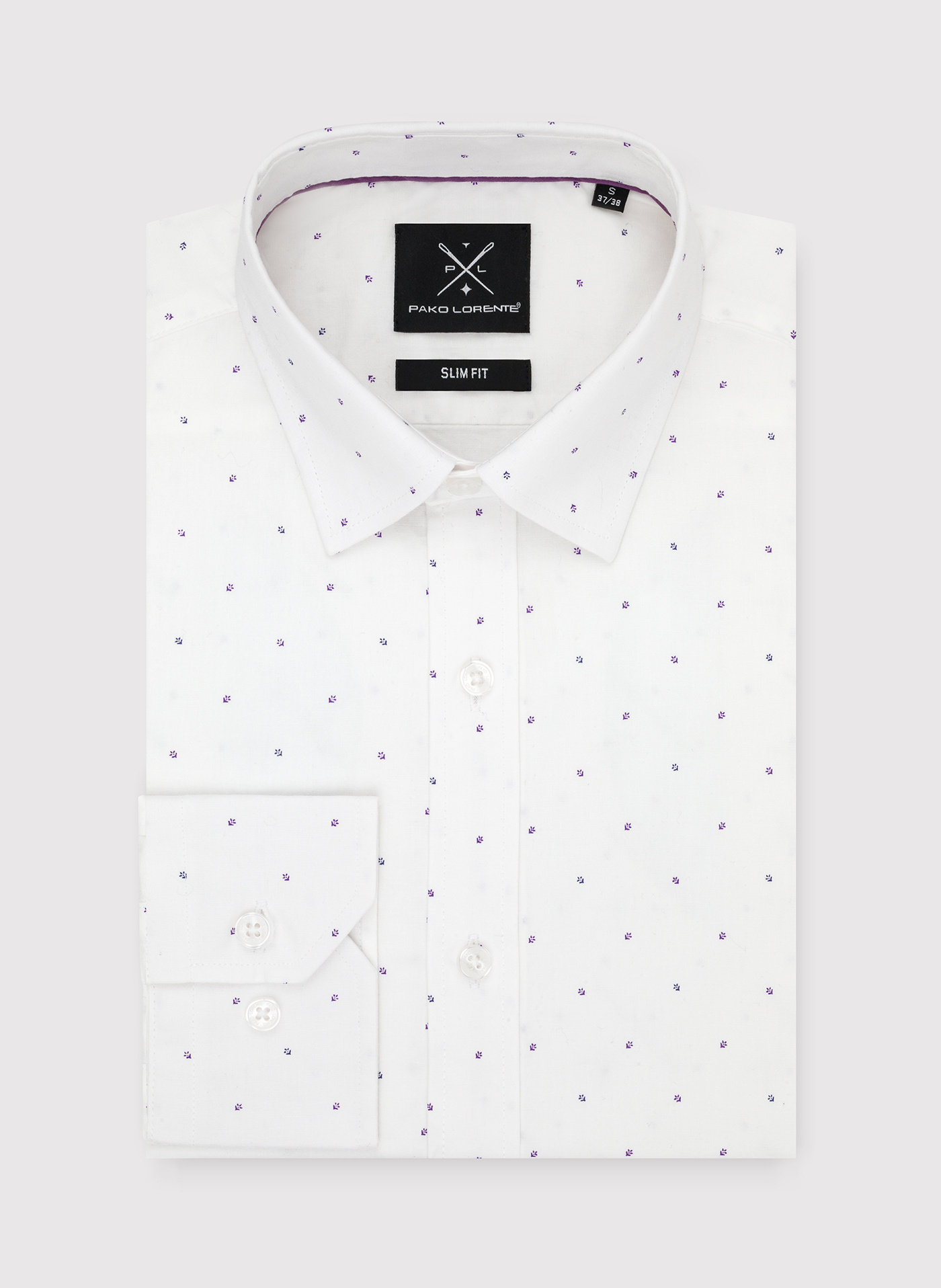Biała męska koszula w mikrowzór P24SF-1X-019-B-S - Pako Lorente - Pako Lorente