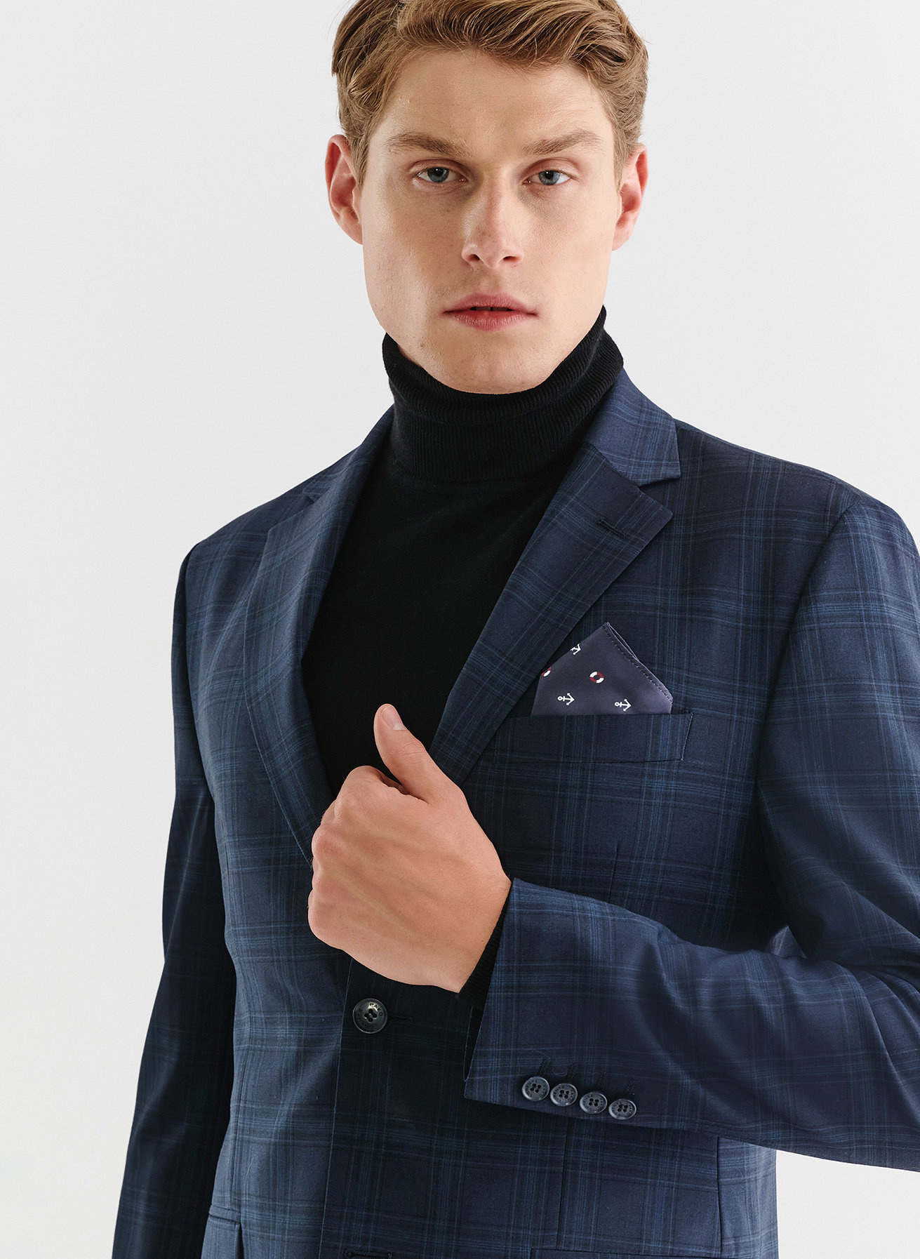 Granatowa marynarka garniturowa z wełną - Pako Lorente