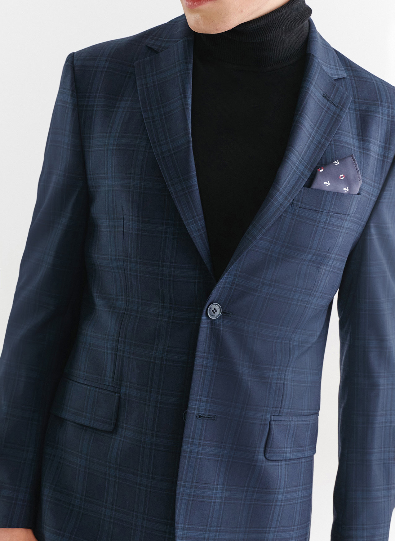 Granatowa marynarka garniturowa z wełną - Pako Lorente