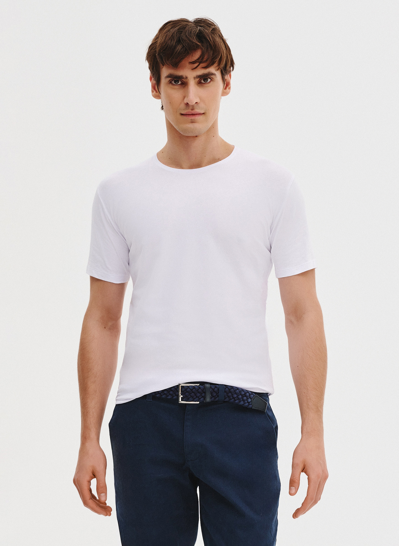 Biały gładki t-shirt męski - Pako Lorente