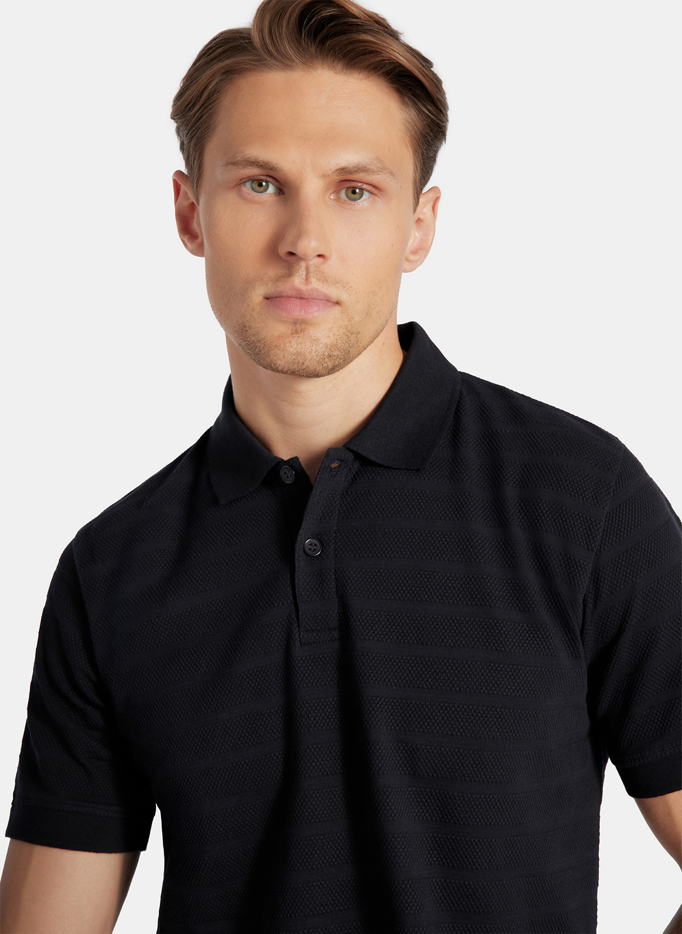 PAKO LORENTE - Granatowe bawełniane polo w prążki - Pako Lorente