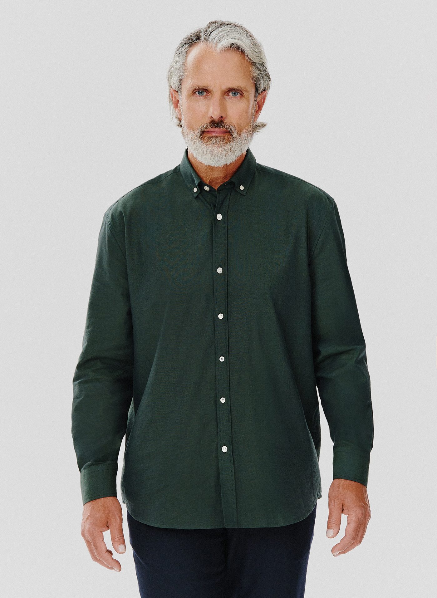 Gładka koszula męska zielona długi rękaw - Pako Lorente