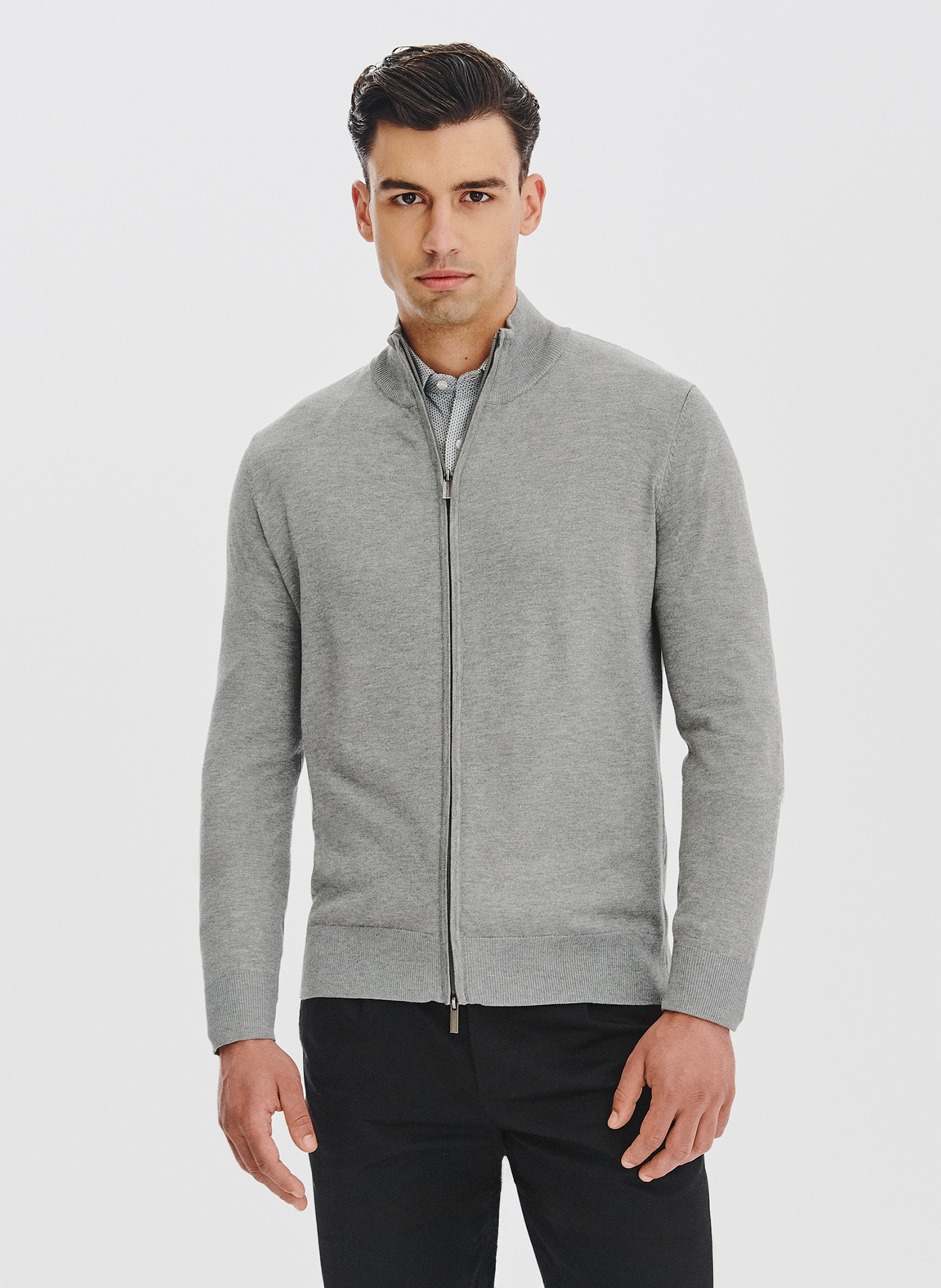 PAKO LORENTE - Szary rozpinany sweter męski - Pako Lorente