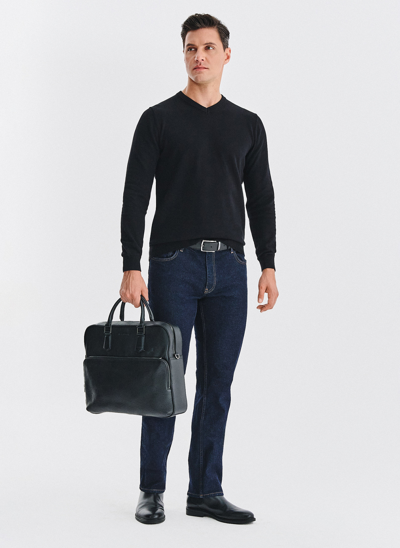 PAKO LORENTE - Czarna skórzana aktówka męska - Pako Lorente