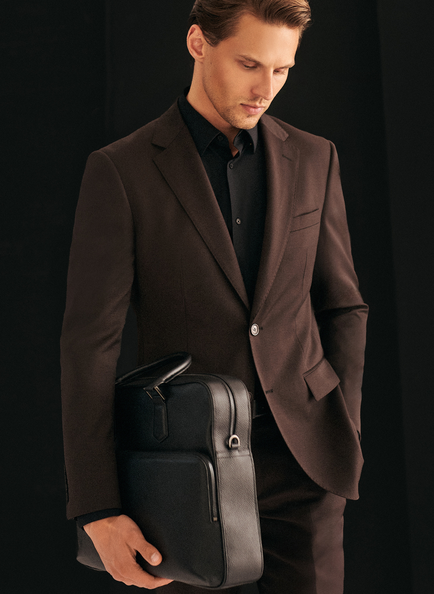 PAKO LORENTE - Czarna skórzana aktówka męska - Pako Lorente