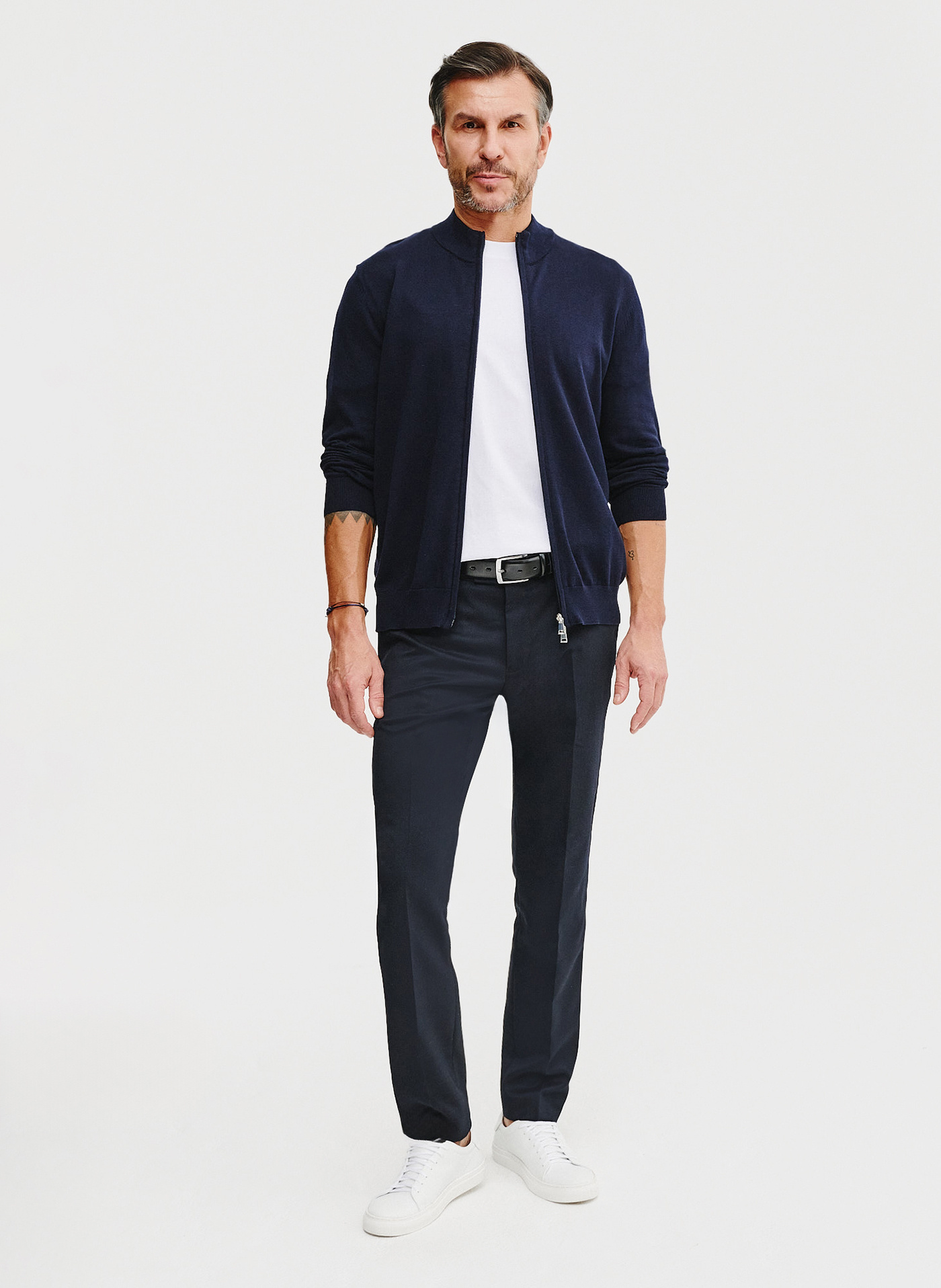 Sweter męski rozpinany w kolorze granatowym - Pako Lorente