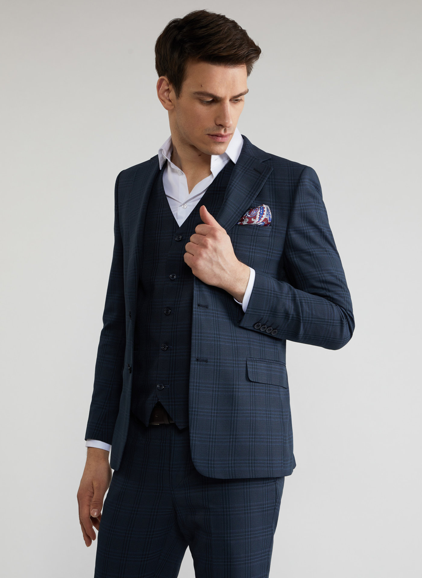 Granatowa marynarka garniturowa P22SF-3G-024-G-S - Pako Lorente