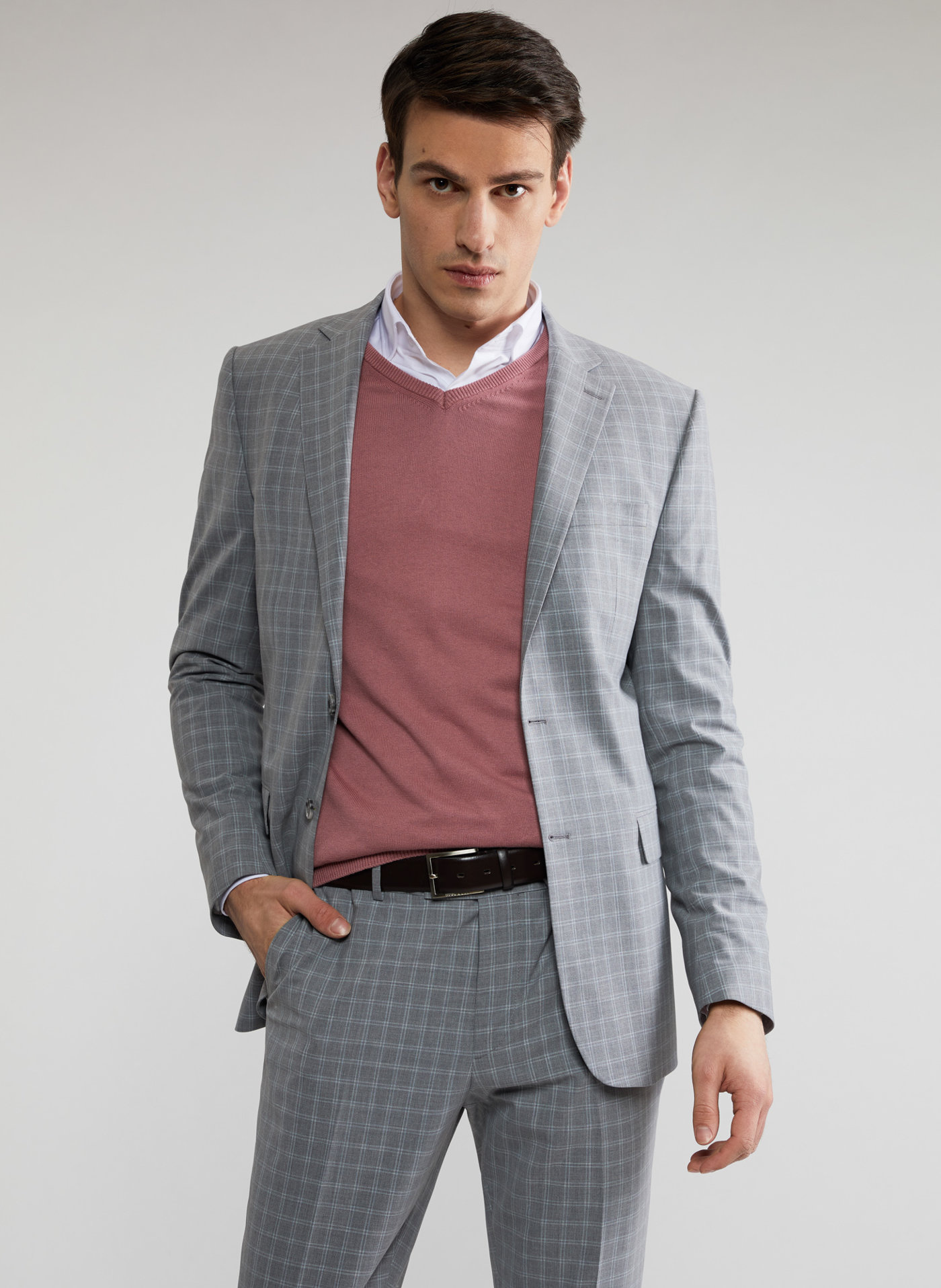 Szara marynarka garniturowa P22SF-3G-008-S-S - Pako Lorente