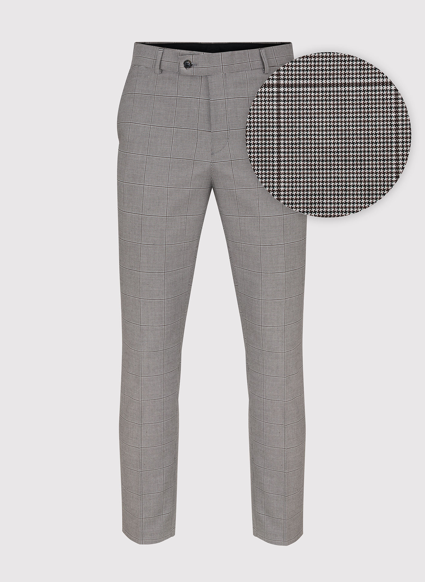 Męskie spodnie garniturowe w kratę w brązowych tonach - Pako Lorente