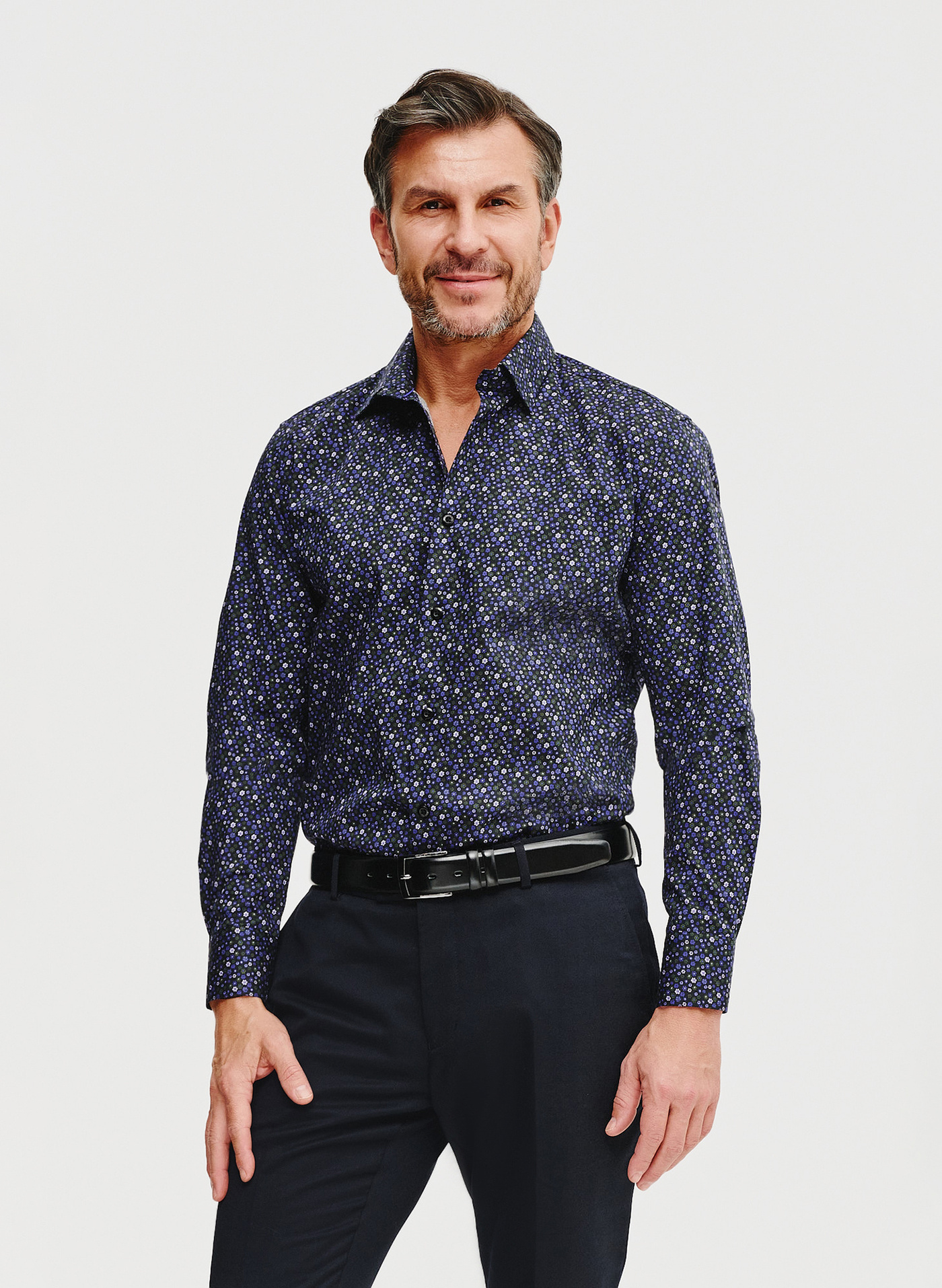 Męska koszula w kwiatowy mikrowzór - Pako Lorente
