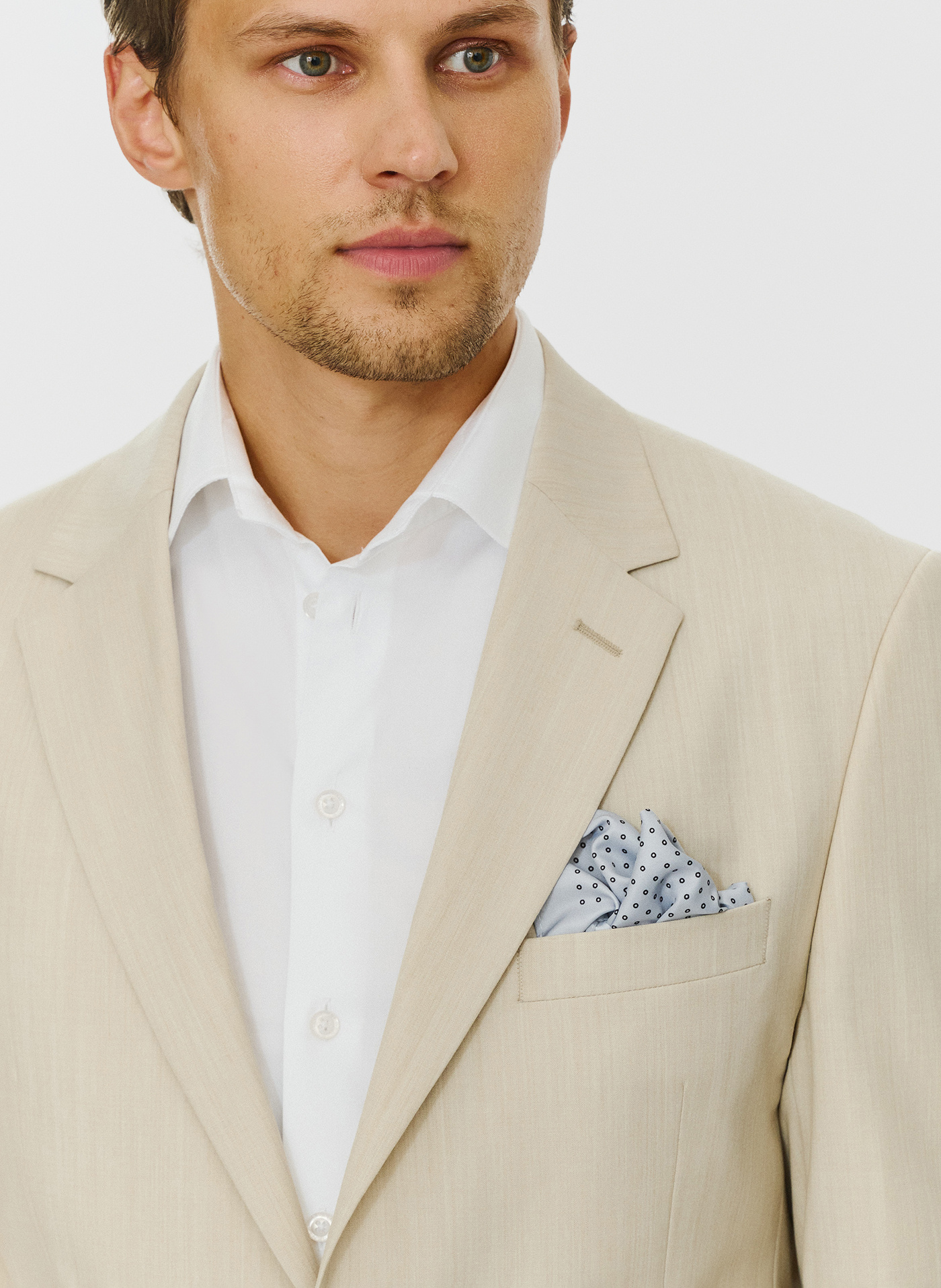 Beżowa męska marynarka garniturowa - Pako Lorente