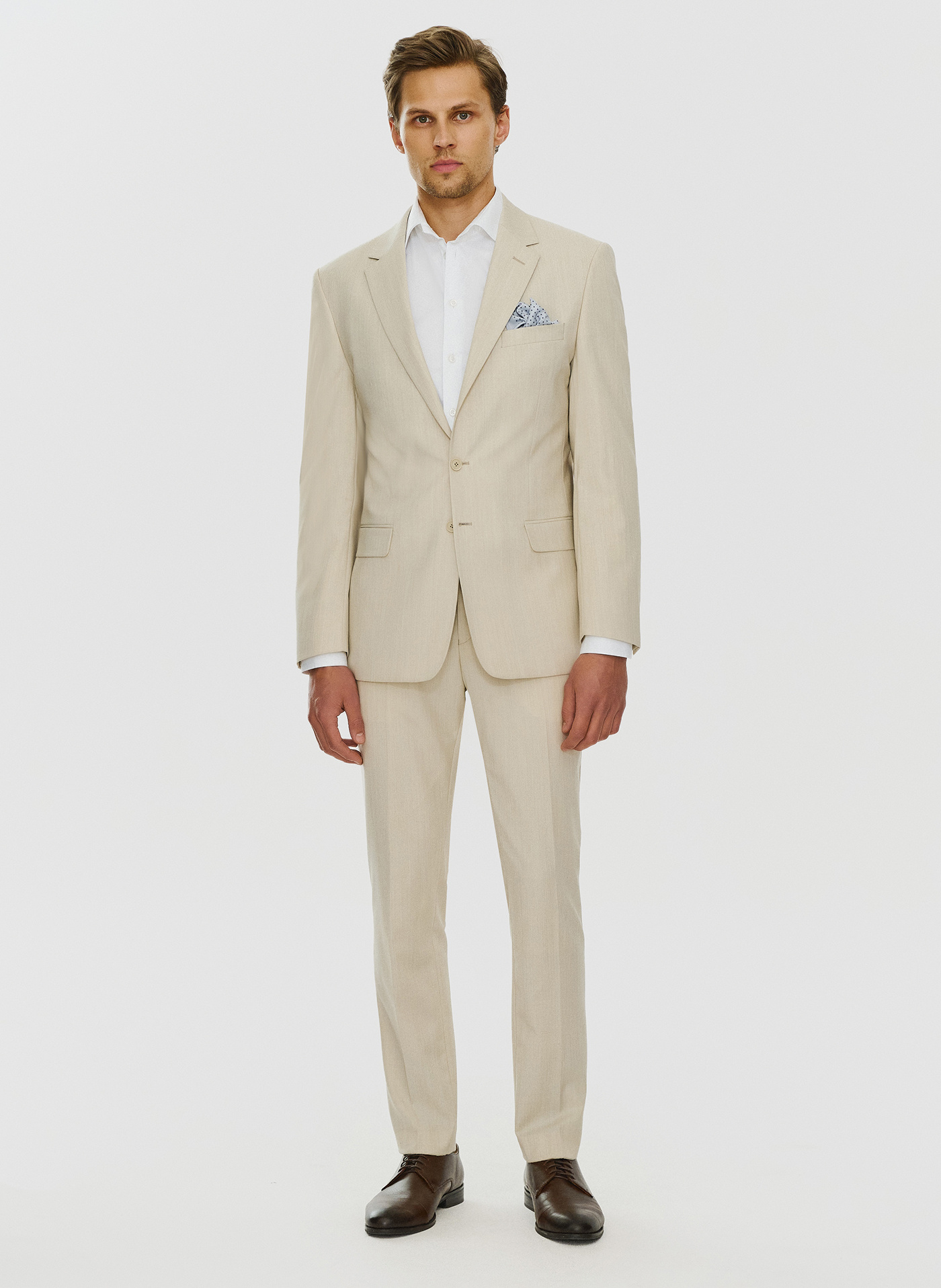 Beżowa męska marynarka garniturowa - Pako Lorente