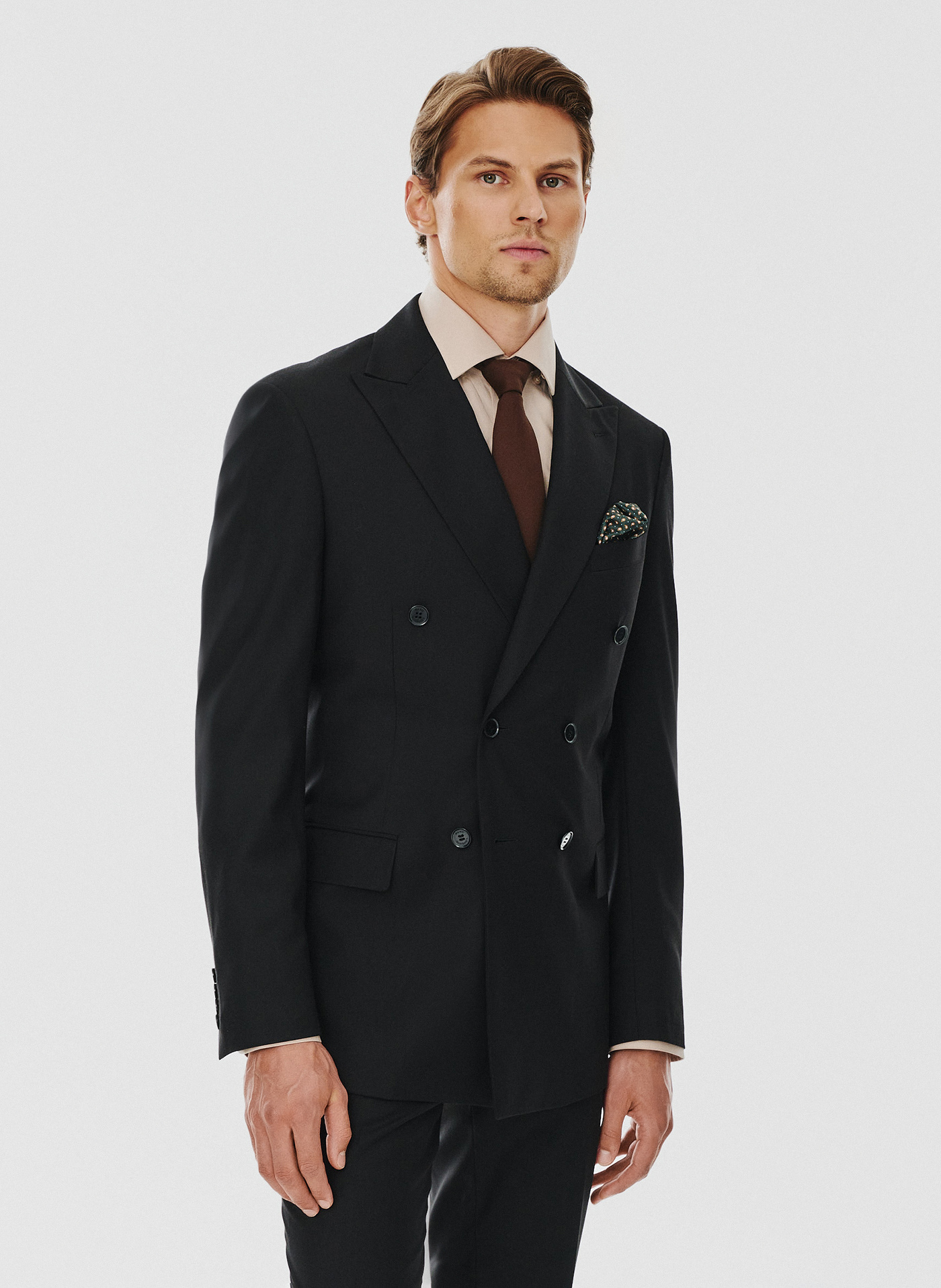 Dwurzędowa czarna marynarka garniturowa - Pako Lorente