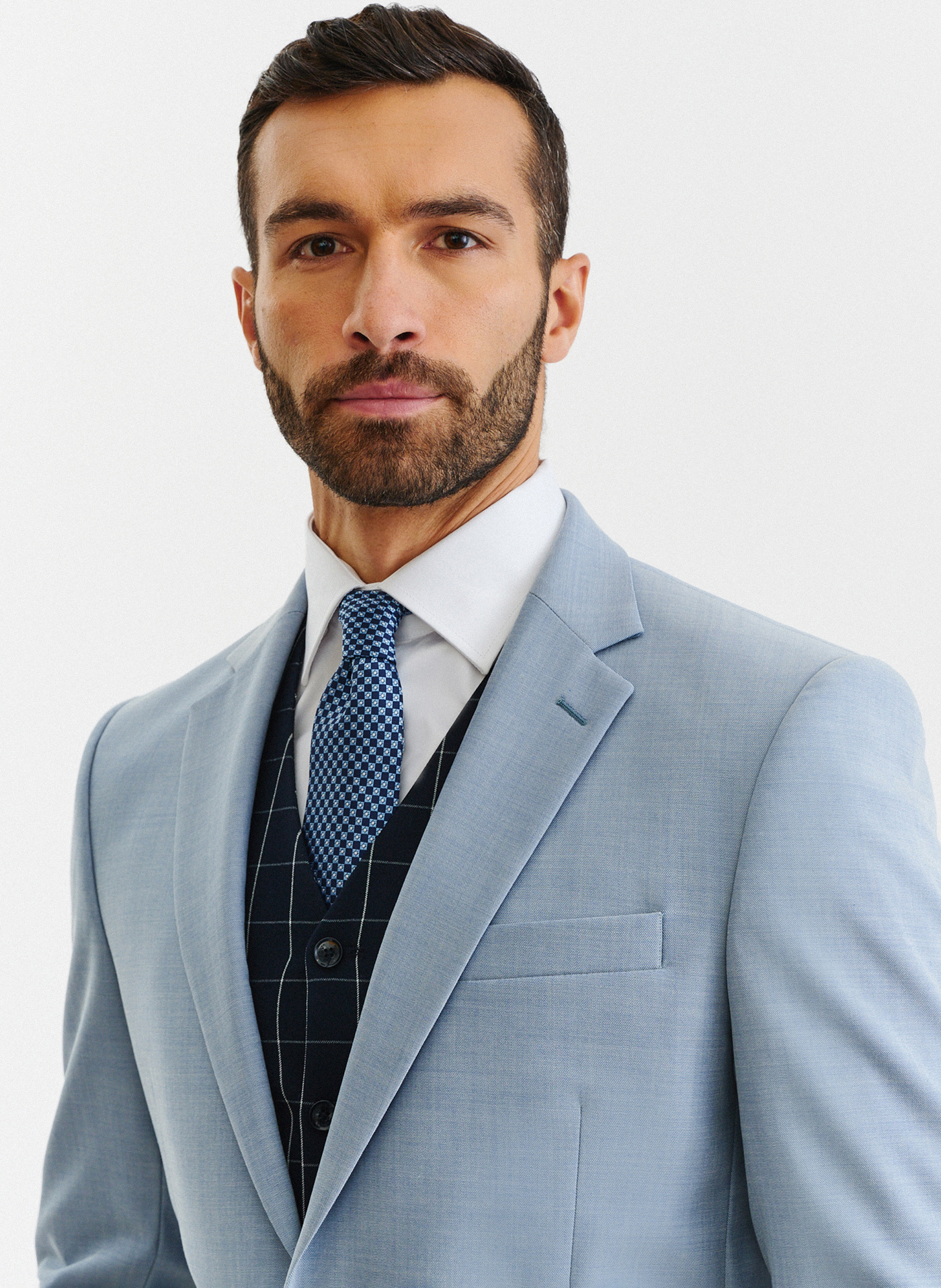 Błękitna marynarka garniturowa o widocznej strukturze - Pako Lorente