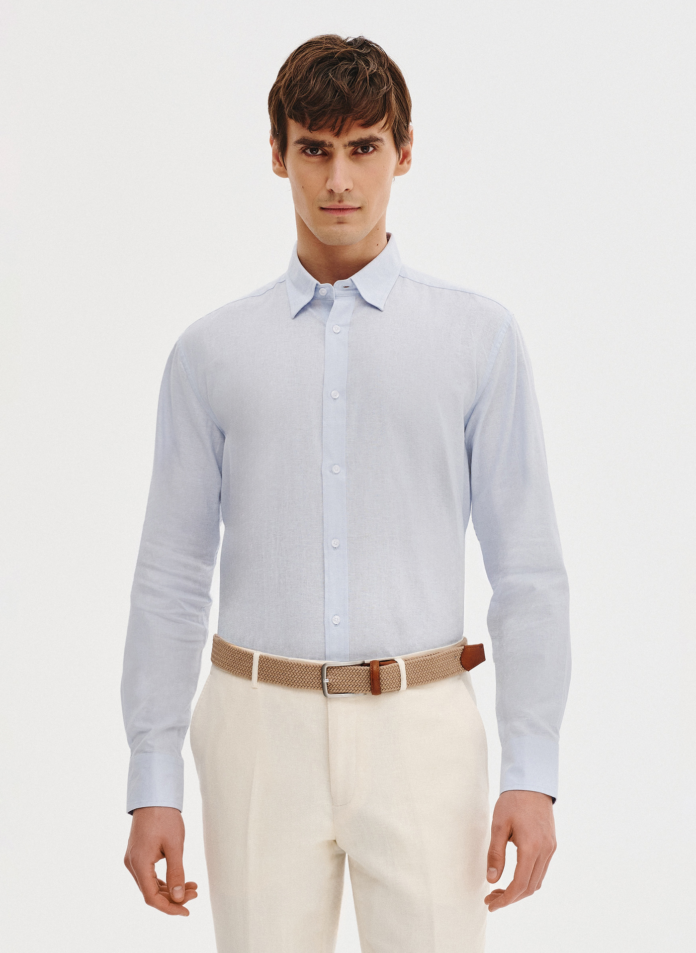 Błękitna koszula z lnu i bawełny - Pako Lorente