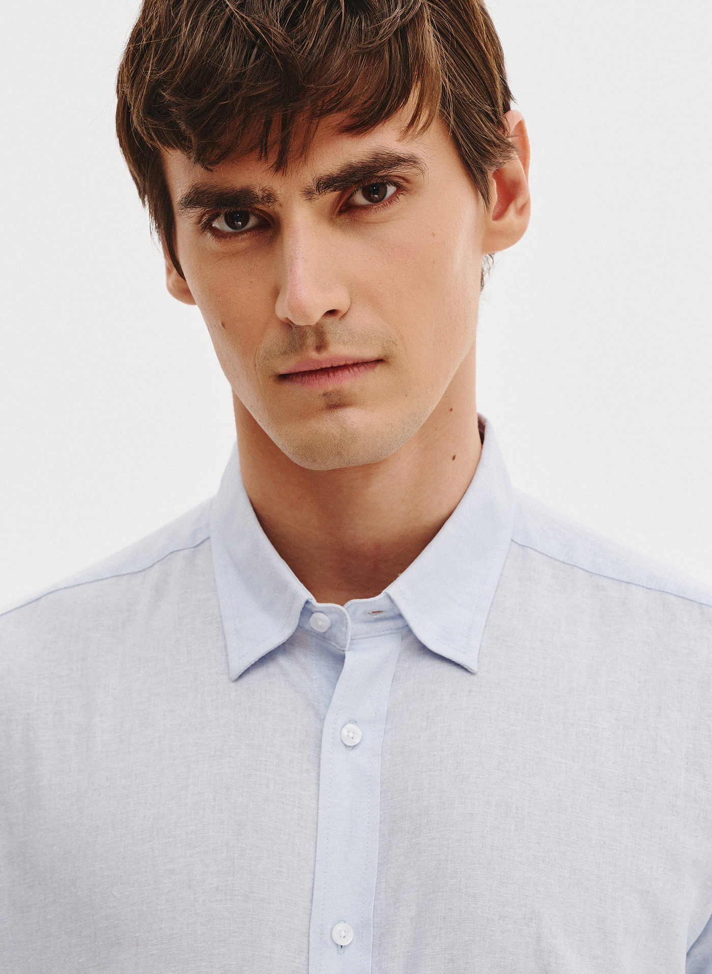 Błękitna koszula z lnu i bawełny - Pako Lorente