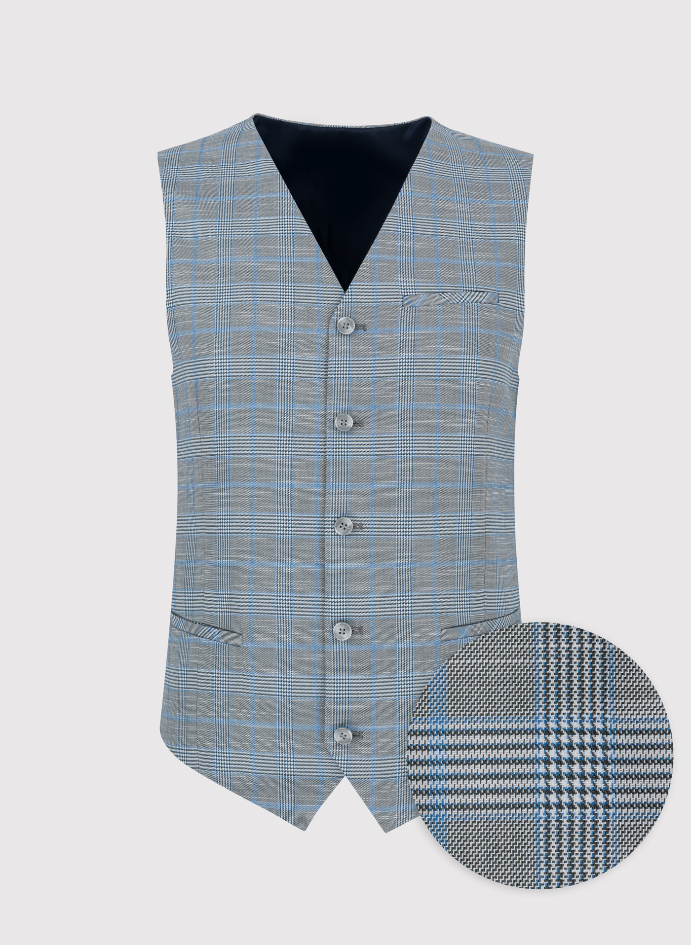 Męska szara kamizelka w kratę - Pako Lorente