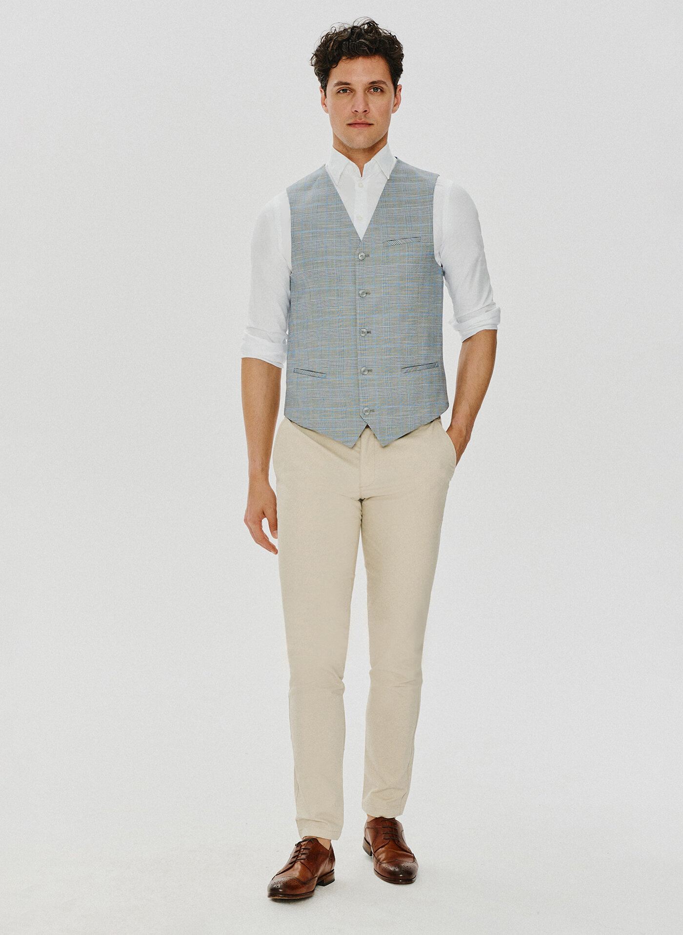 Męska szara kamizelka w kratę - Pako Lorente