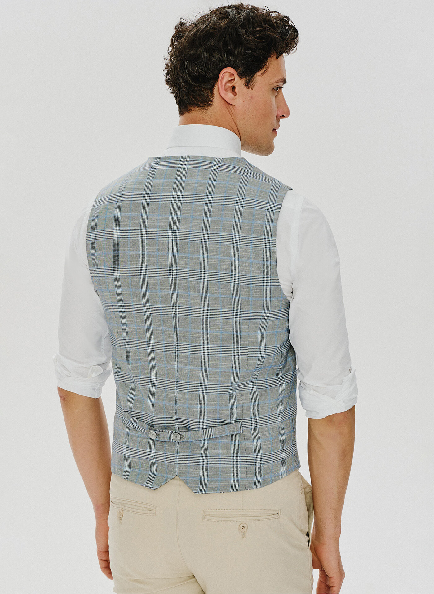 Męska szara kamizelka w kratę - Pako Lorente