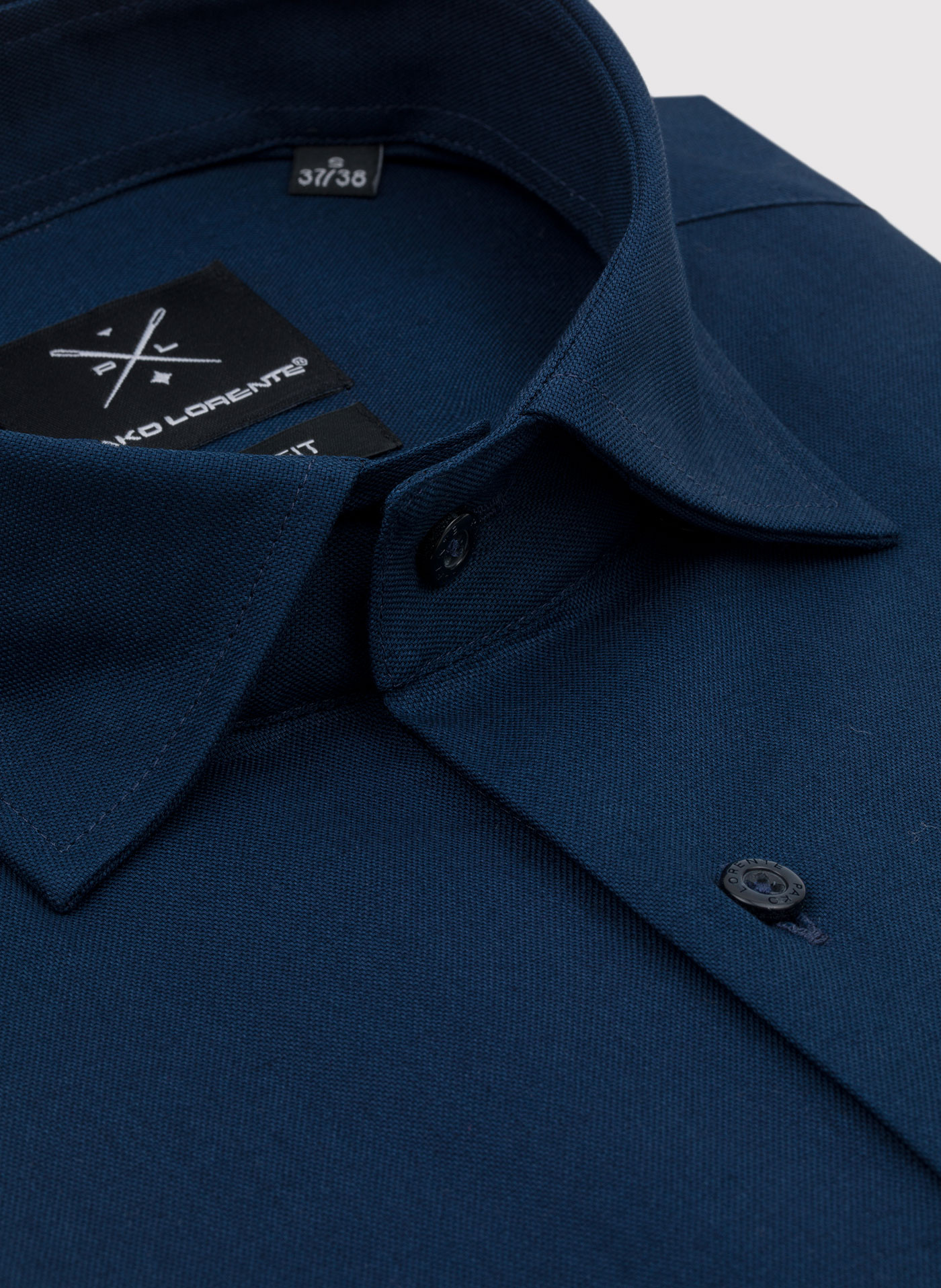Gładka elegancka koszula męska w kolorze granatowym - Pako Lorente