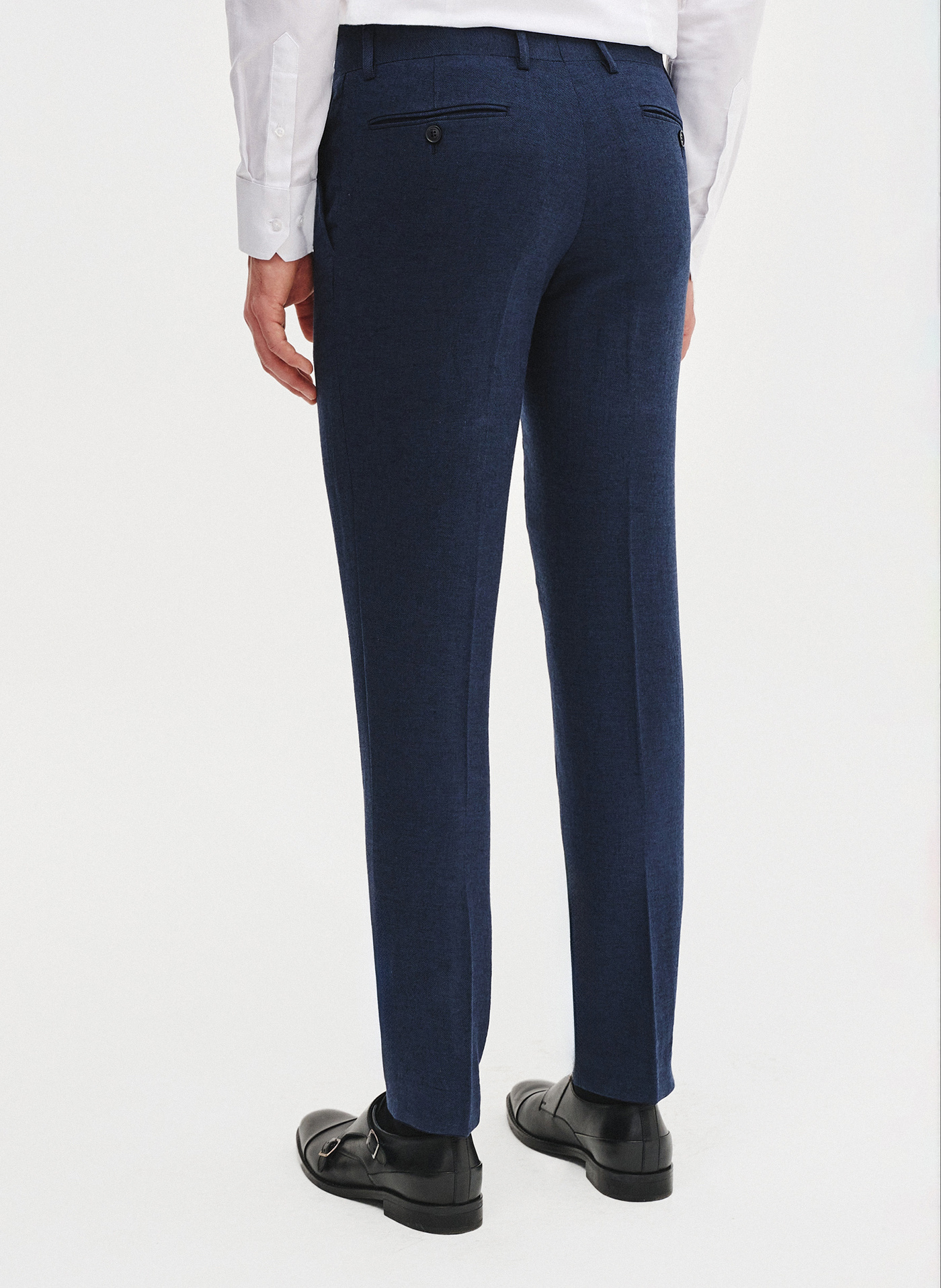 PAKO LORENTE - Granatowe spodnie ganiturowe z lnem - Pako Lorente