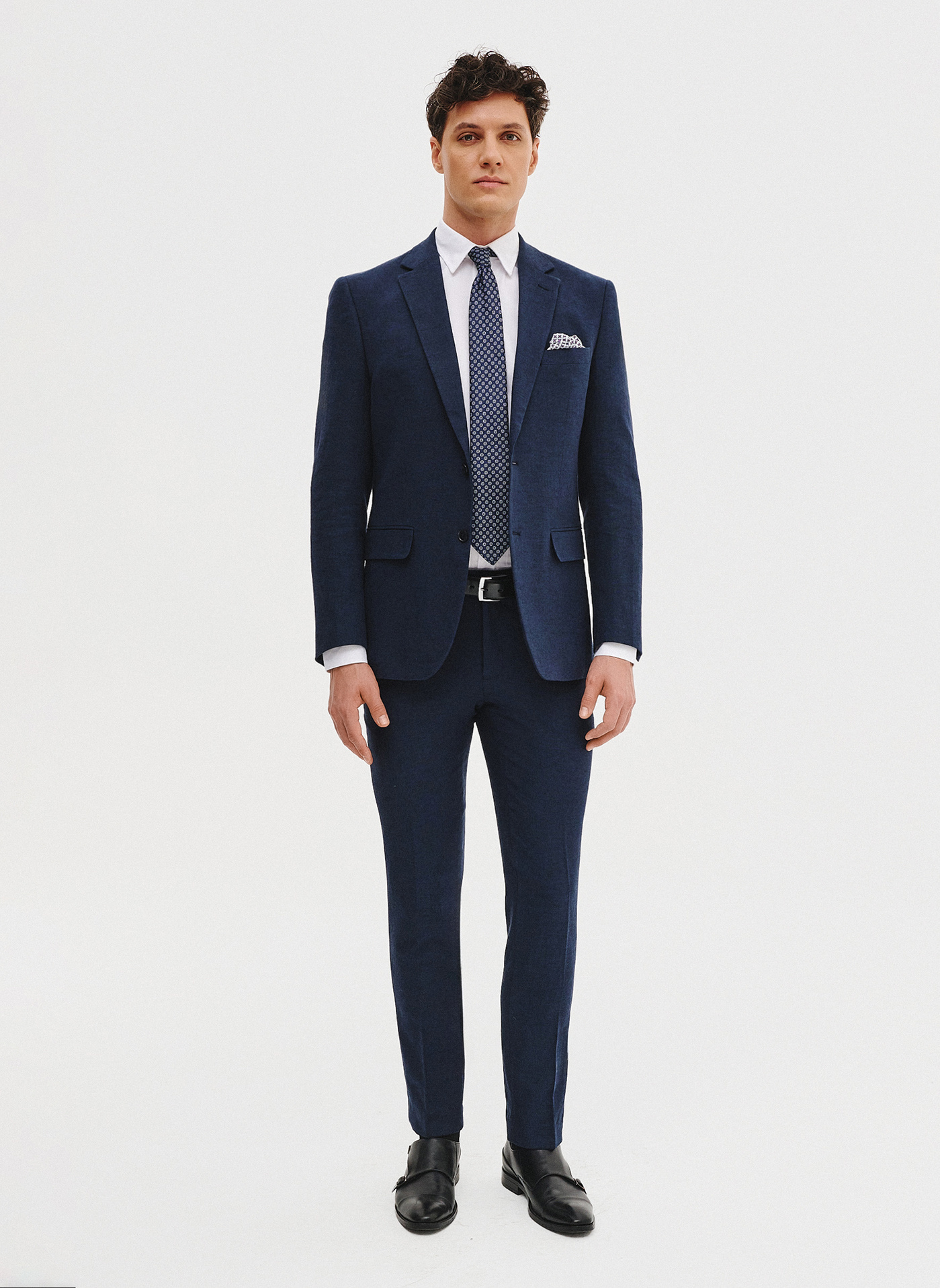 PAKO LORENTE - Granatowe spodnie ganiturowe z lnem - Pako Lorente