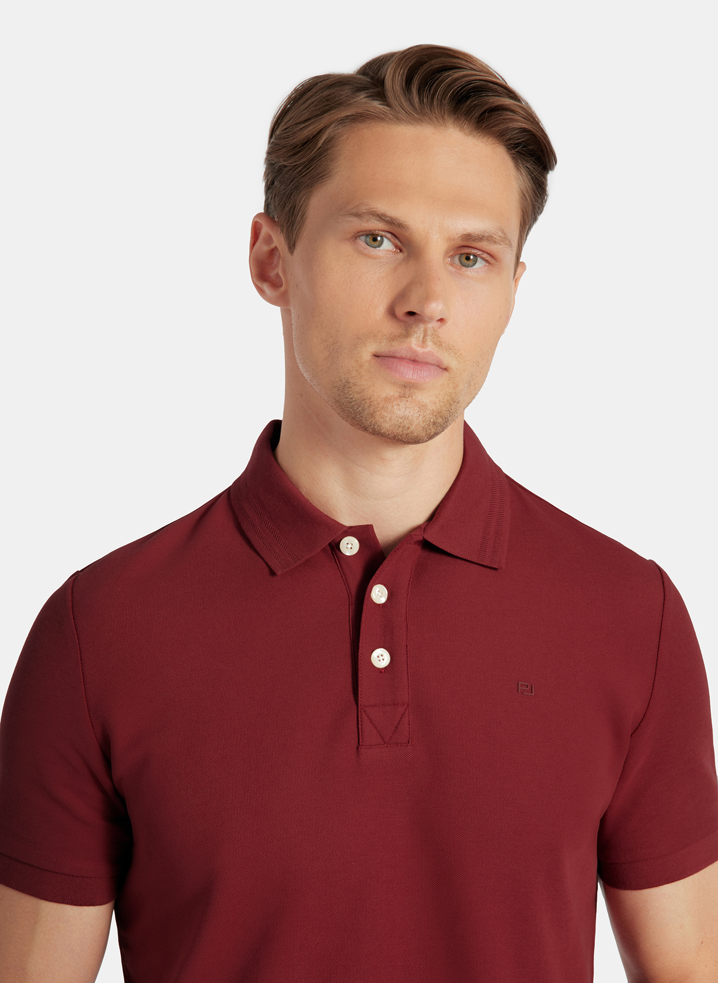 PAKO LORENTE - Bordowy t-shirt polo na trzy guziczki - Pako Lorente