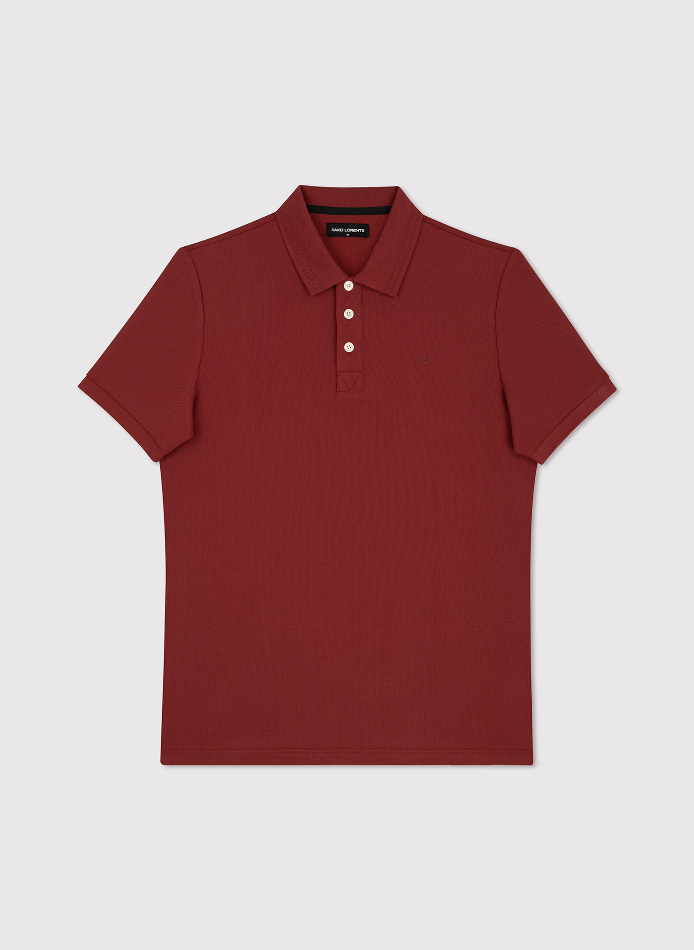 PAKO LORENTE - Bordowy t-shirt polo na trzy guziczki - Pako Lorente