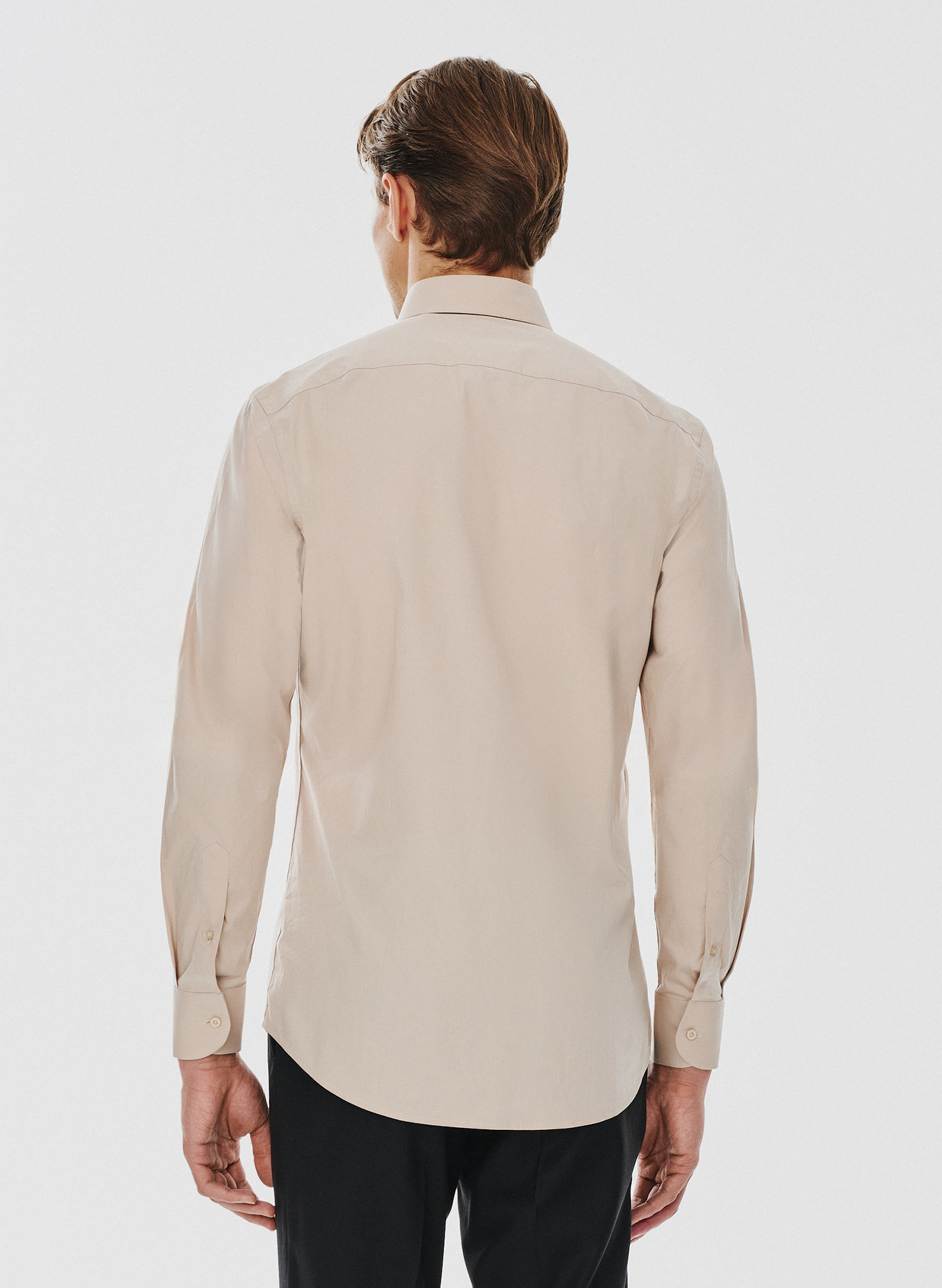 Beżowa koszula męska długi rękaw - Pako Lorente