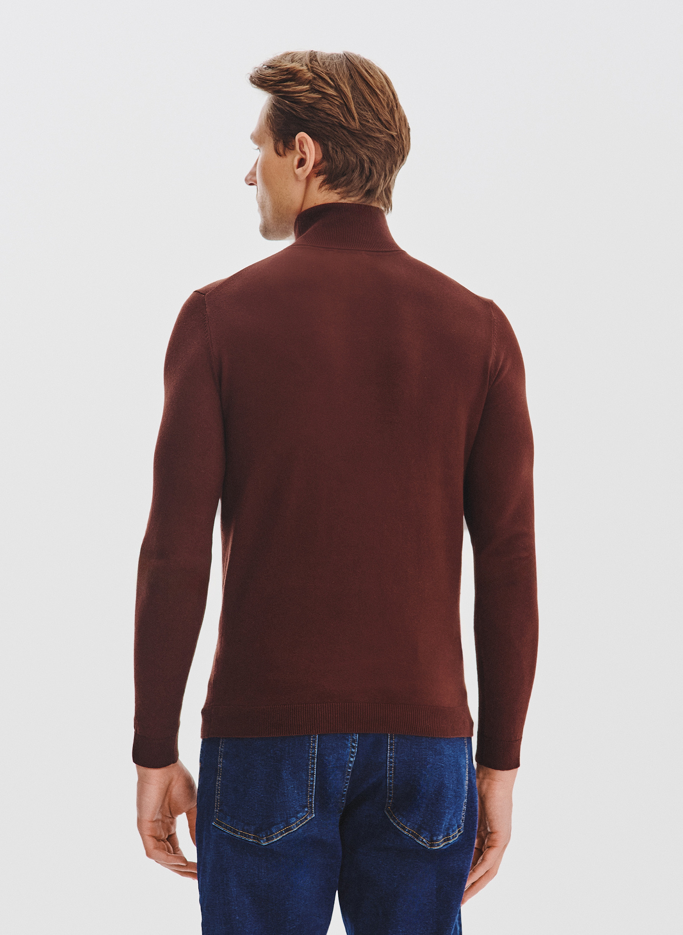 PAKO LORENTE - Brązowy gładki golf męski - Pako Lorente